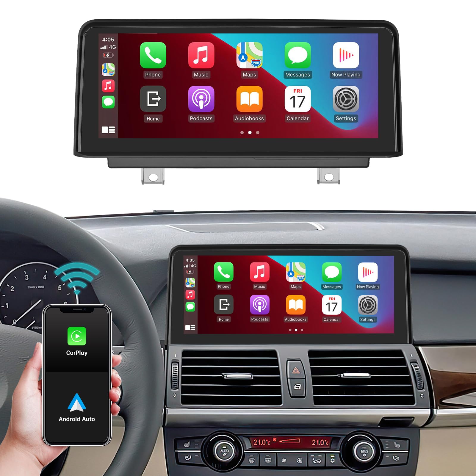 Ninetom Autoradio con touch screen da 10,25" per BMW X5/X6 E70 E71 2007-2010 con sistema CCC, supporto Apple Carplay/Android Auto/Mirrorlink/navigazione GPS aggiornamento schermo…