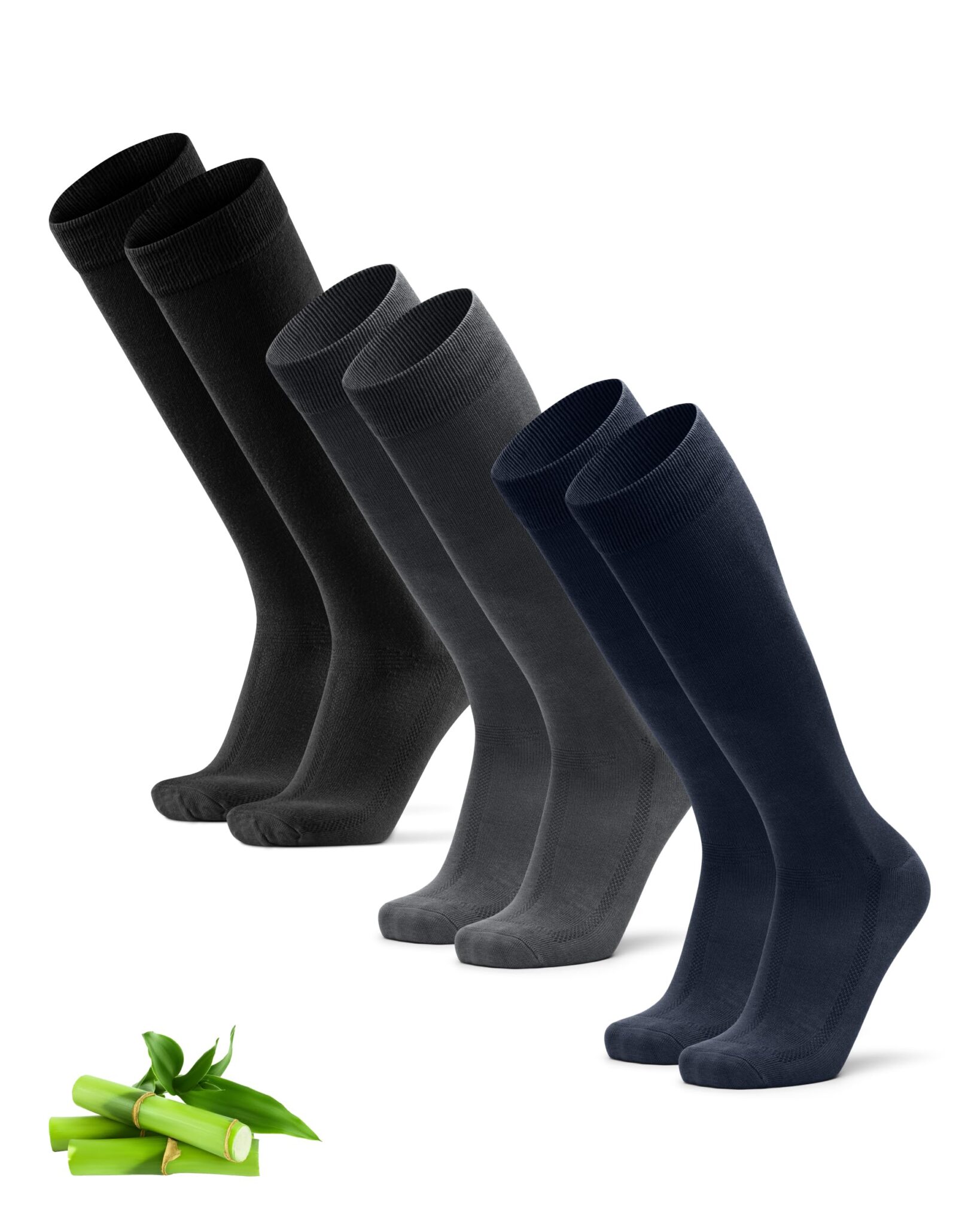 DANISH ENDURANCE Calze Uomo Lunghe in Bambù, Traspiranti, 3 o 6 Paia | Calze lunghe in bambù, morbide e traspiranti con corsie di ventilazione, per uso quotidiano e regalo, Unisex