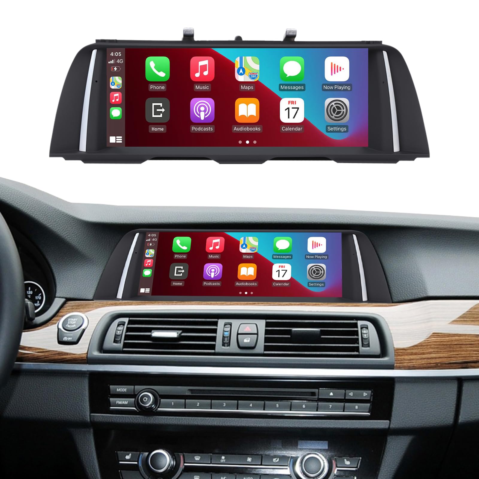 Ninetom 10,25" Autoradio CarPlay/Android Auto/Mirror Link/GPS per BMW Serie 5 F10/F11 2013-2017 con autoradio touch screen NBT, navigazione GPS per auto, DSP integrato