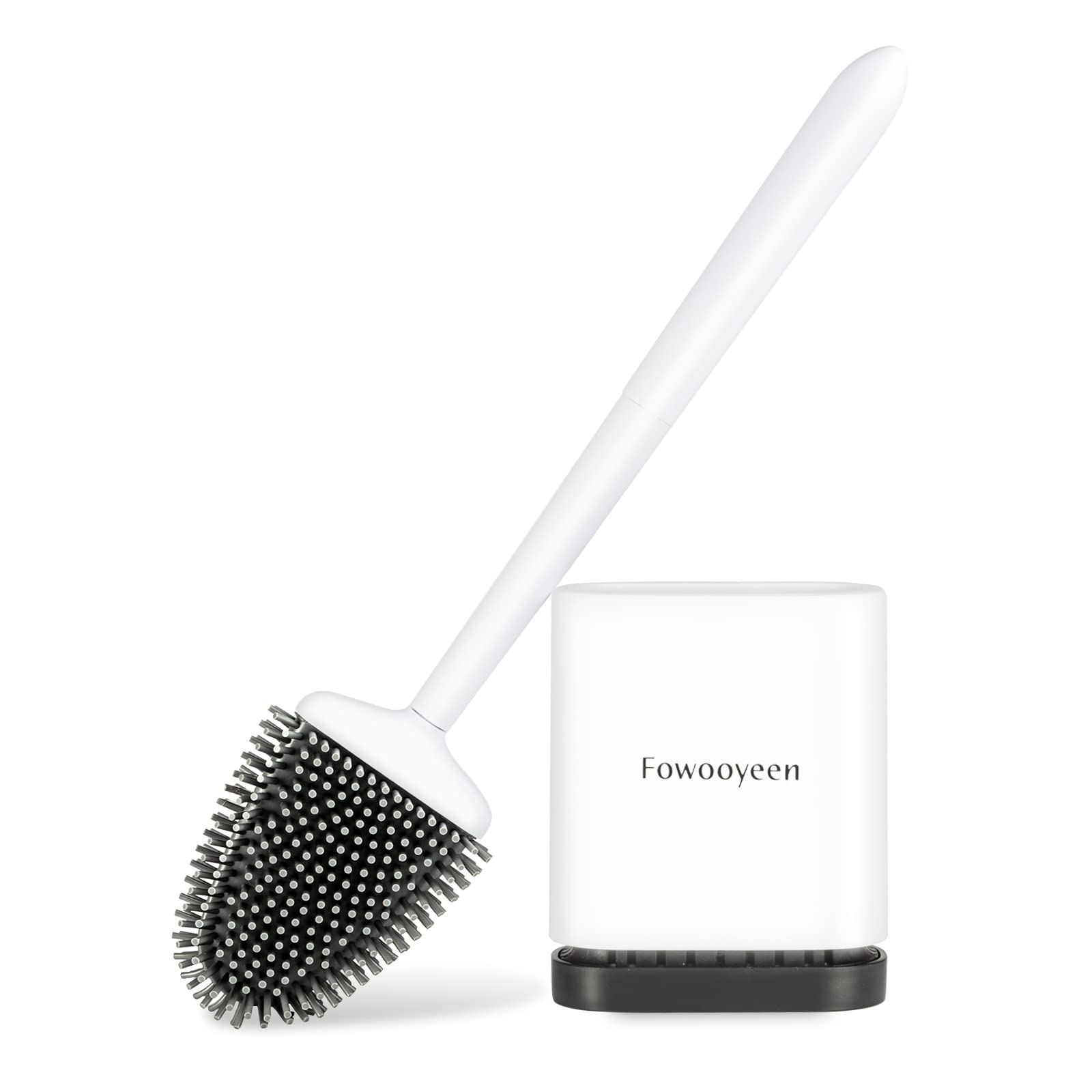 Fowooyeen Scopino WC Silicone, Spazzolone Bagno Montaggio a Parete, Bianco | scopettino wc testa piatta in silicone, scovolino flessibile pulisce sotto il bordo, spazzola bagno a…
