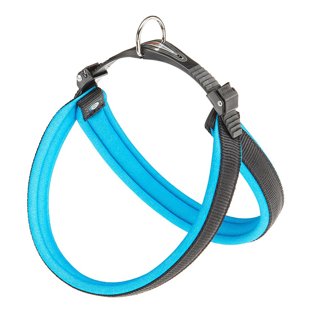 Ferplast Pettorina per Cani di Media Taglia AGILA FLUO 5 Pettorina Cani con Morbida Imbottitura, Sistema di Sgancio e Aggancio Rapido, Misura del Torace 50-58 cm. Blu