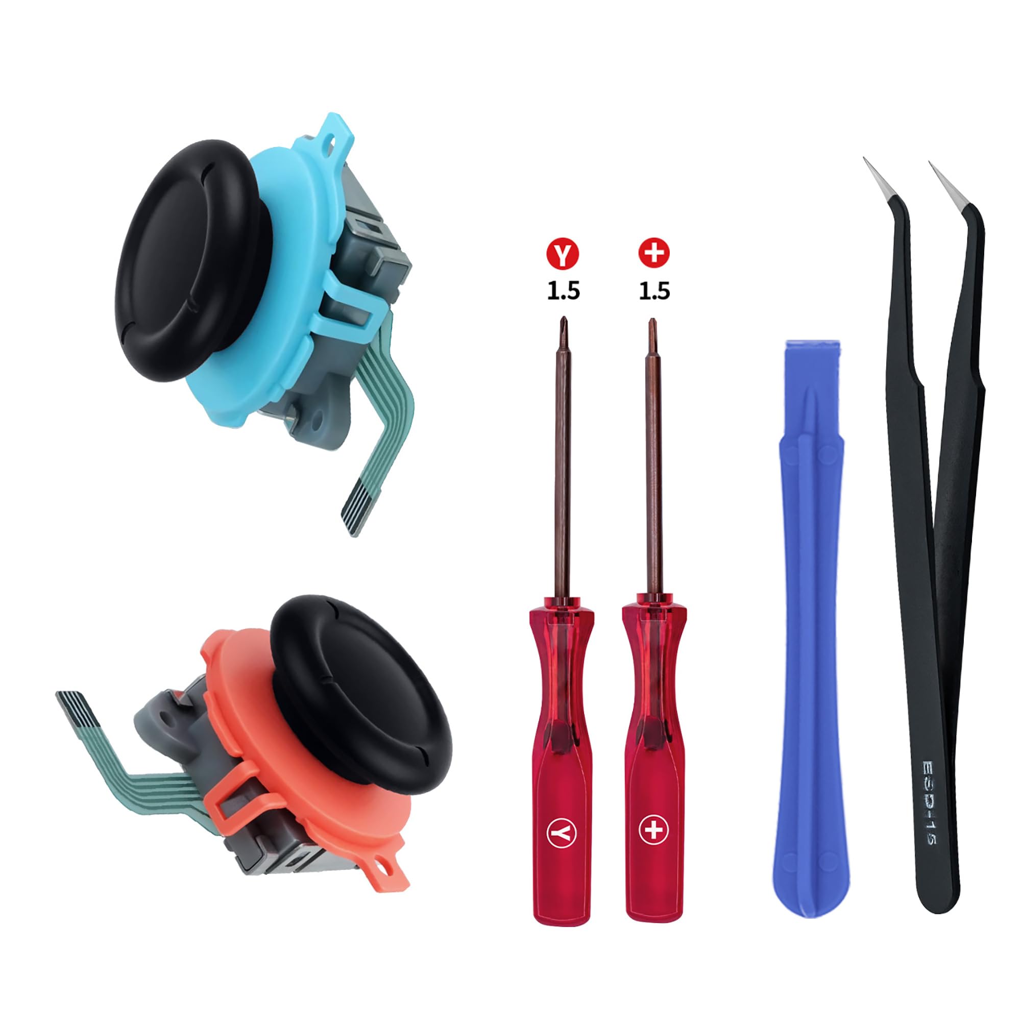 Kit Riparazione Joystick per Nintendo Switch 2 Controller [2 Pezzi] | 2x joystick analogici 3D anti-drift, cacciaviti Y e +, pinzetta e leva inclusi. Specifico per Joy-Con Nintend…