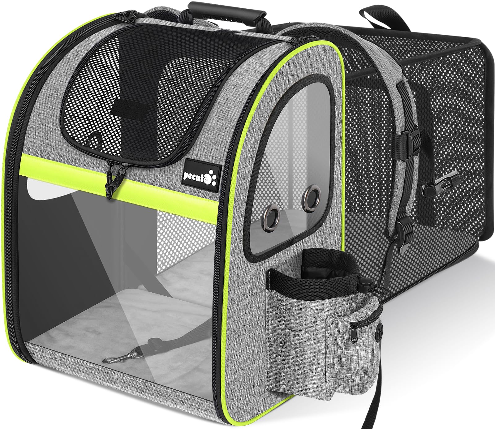 Pecute Zaino Porta Animali Estensibile Sia per Cani di Piccola Taglia Che per Gatti, Cuccia Portatile/Trasportino Estraibile Indicato per Viaggi Sia Lunghi Che Corti