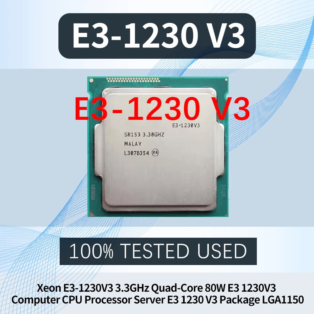 Processore CPU per Computer Xeon E3-1230V3 3.3GHz Quad-Core 80W, Server E3 1230 V3, Pacchetto LGA1150