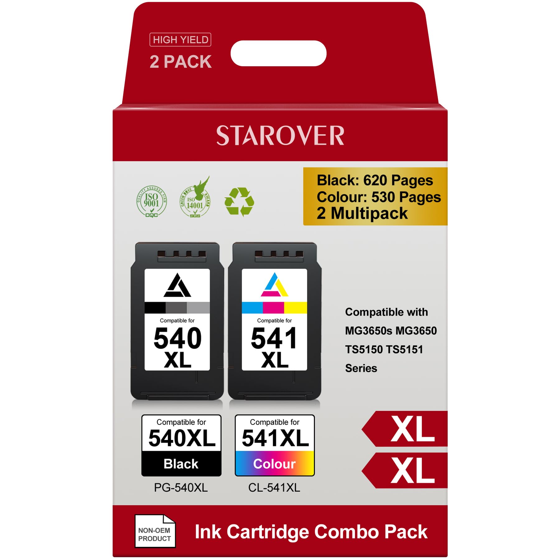 540XL 541XL Compatibile per Cartucce Canon 540 541 XL per PIXMA MG3650s | Compatibile per Canon PIXMA MG3650s MG3650 MG3600 TS5150 TS5151 MX375 Cartucce Stampante PG540 Nero CL541…