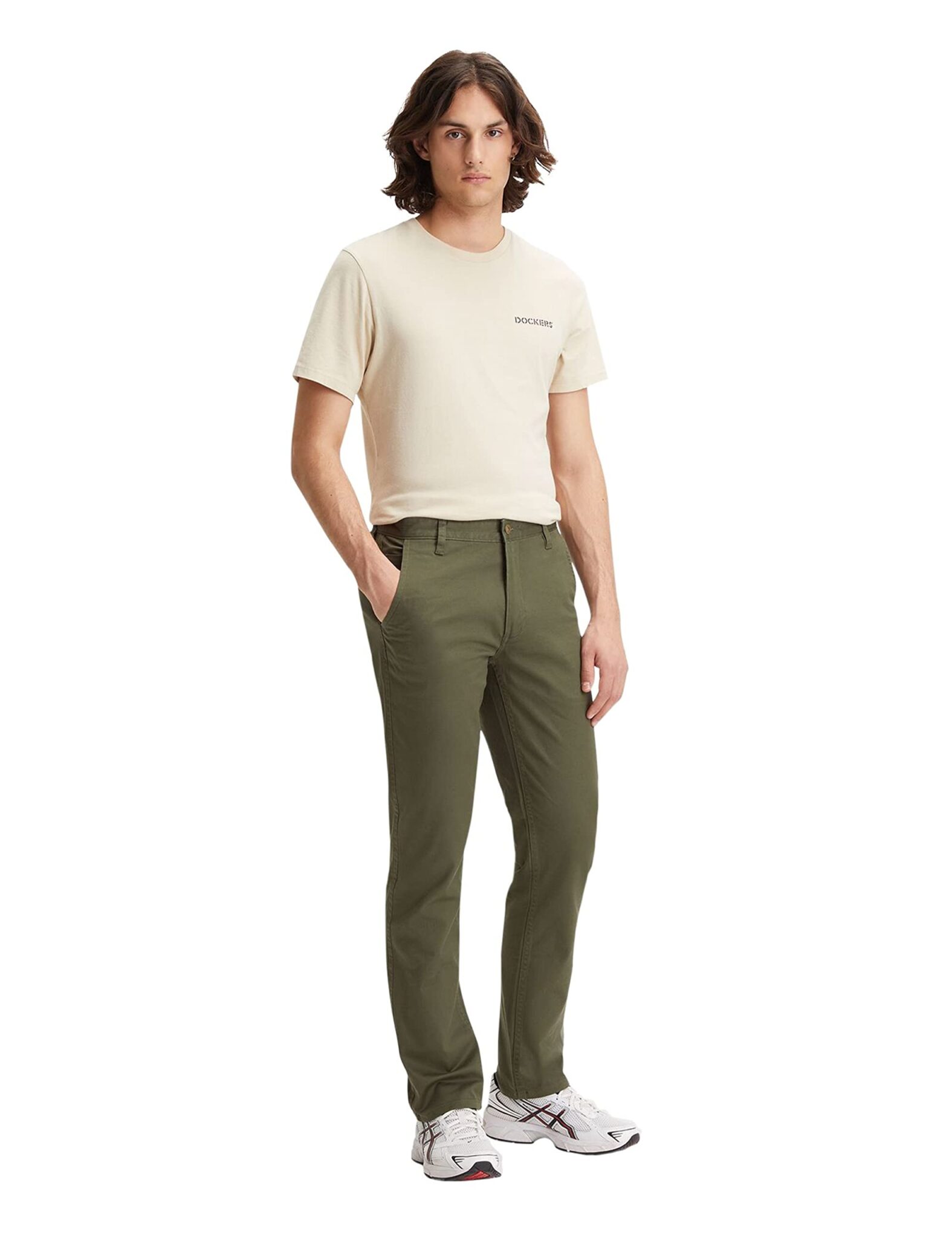 Dockers Clean Khaki Slim Tapered - Stretch Lightweight Twill Garment Dyed Pantaloni Uomo
