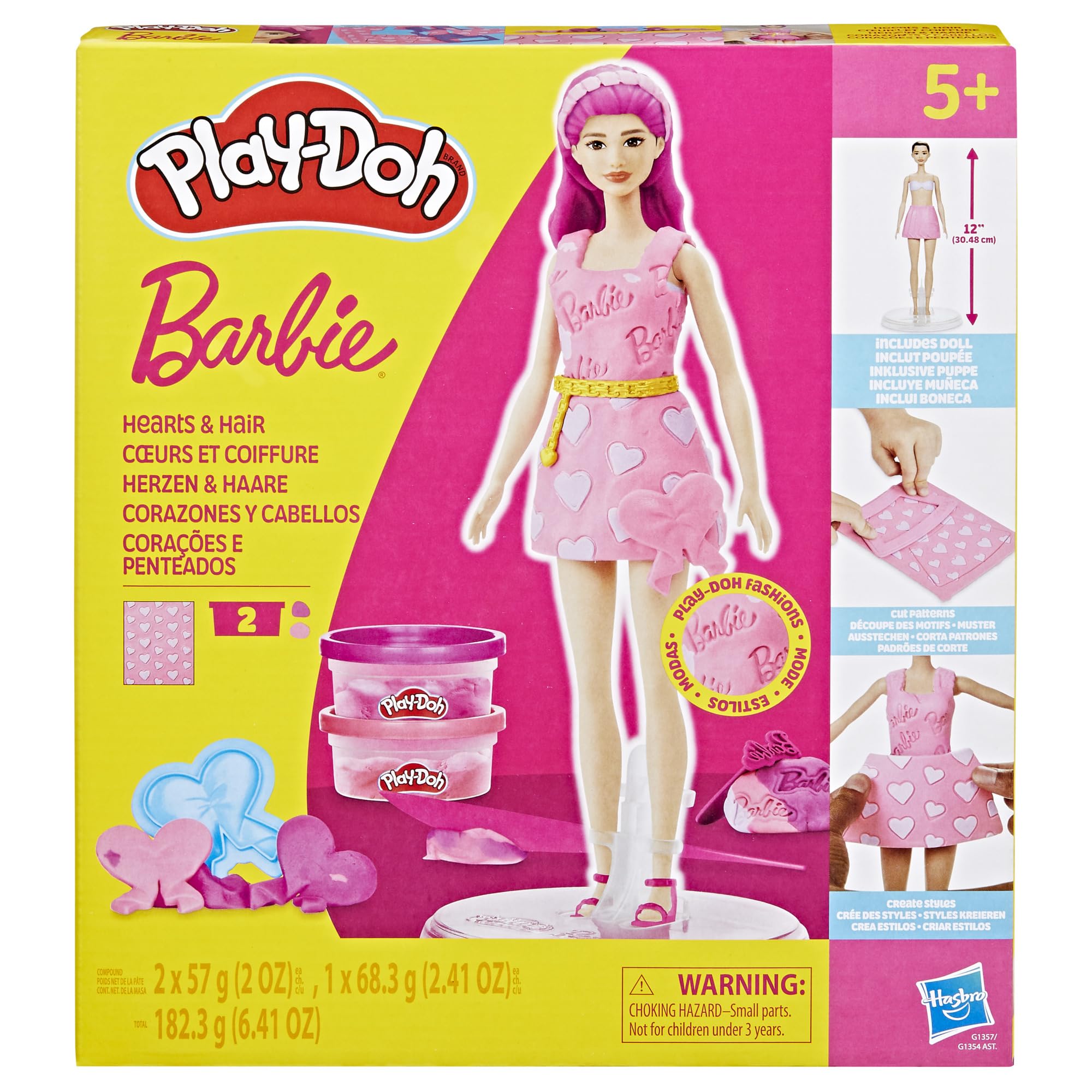Play-Doh Barbie Cœurs et Coiffure, Coffret de pâte à Modeler