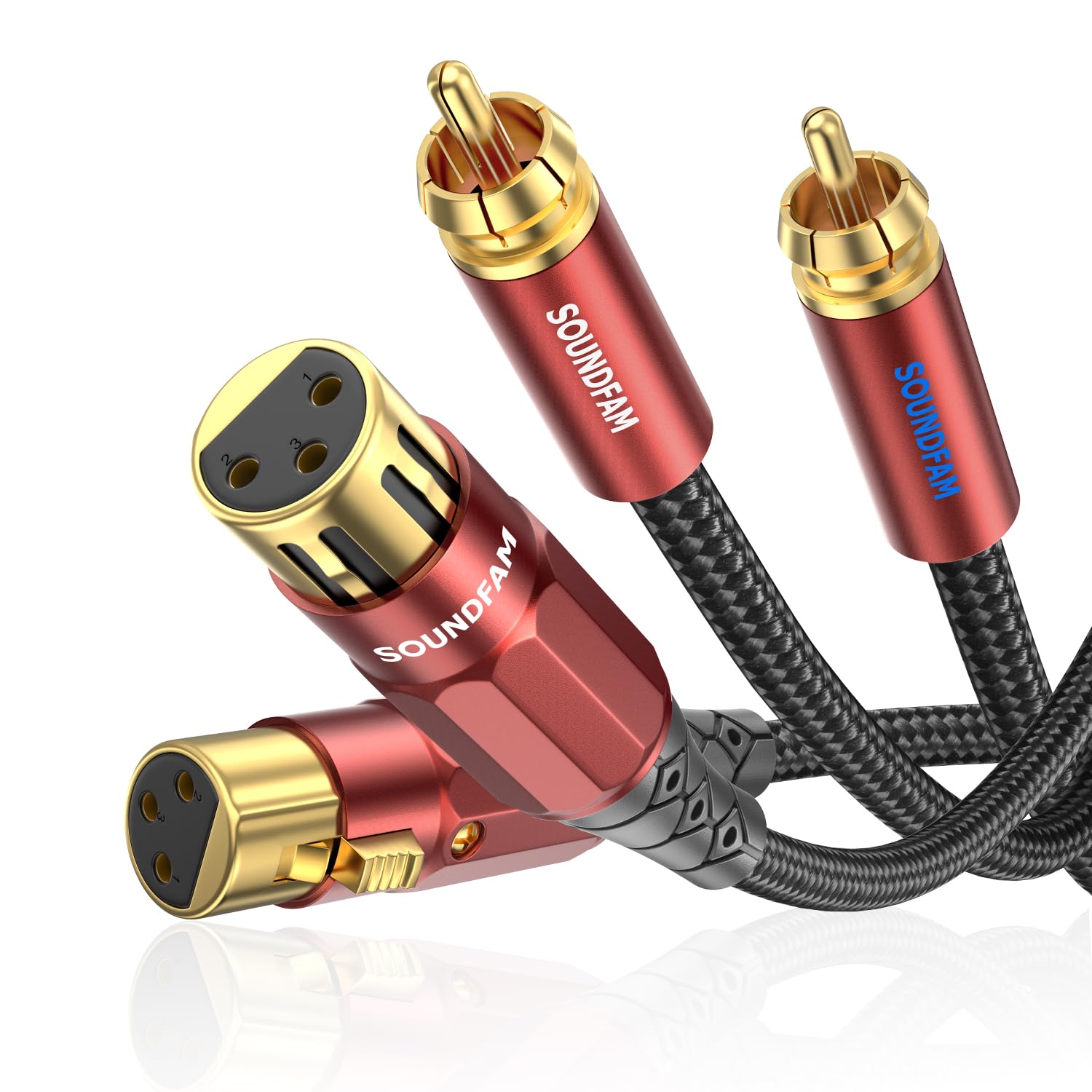 SOUNDFAM Cavo Audio Premium RCA a XLR Femmina [2 RCA → 2 XLR Hi-Fi Stereo] per Subwoofer, Amplificatori, Mixer DJ (5 Metro, Schermatura Doppia)​