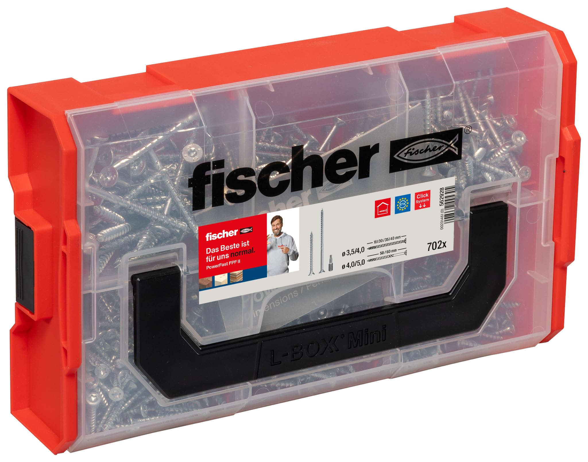Fischer FixTainer 700x Viti per Legno Torx PowerFast FPF II CTF/CTP, Include 2 Inserti per Avvitatore, Filetto Totale/Parziale, Autofilettanti, Testa Svasata, 562928