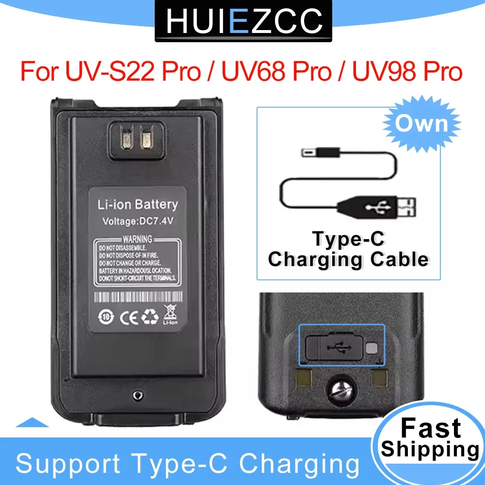 Batterie di ricambio UV-S22 per walkie-talkie BAOFENG UV S22 UV68 Pro UV-68 UV 98, batterie ricaricabili per radio bidirezionale