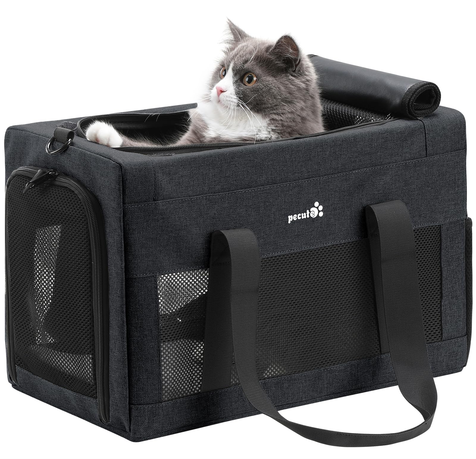 pecute Trasportino per Gatti Trasportino Gatto Approvato Aereo Grigio Scuro | Dalla Compagnia Aerea, Gabbia Con Struttura in Metallo, Non Facile da Deformare, Adatto per Viaggi Lu…