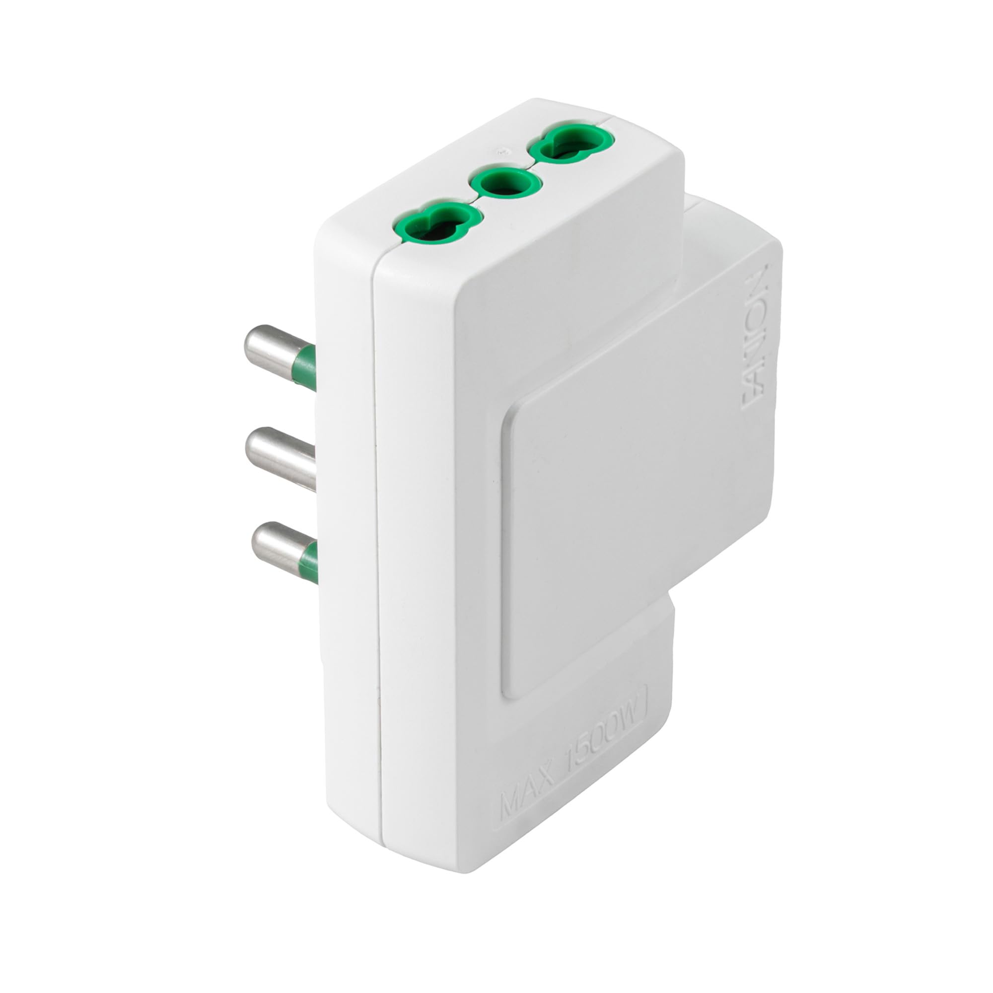Fanton Adattatore Triplo Piatto 10A Spina Italiana con 3 Prese Bipasso 16A e Riarmo Manuale, Bianco, bundle da 2
