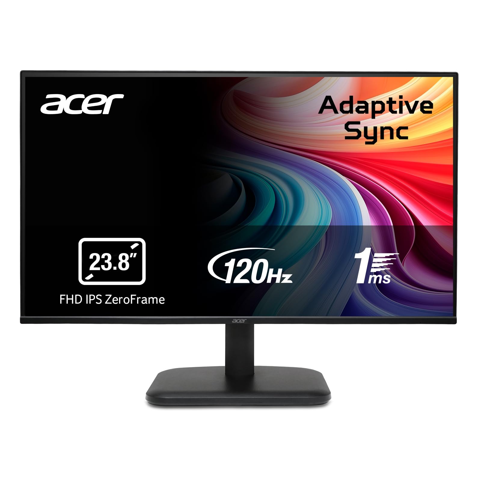 acer EK241YGbif Monitor PC 23.8", Display IPS Full HD, 120 Hz, 1ms (VRB), 16:9, AdaptiveSync, VGA, HDMI 1.4, Lum 250 nits, Schermo PC con Contrasto 100M:1, ZeroFrame, Cavo HDMI In…