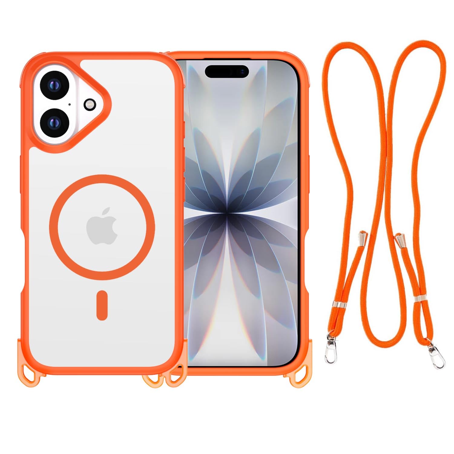 XTCASE Cover Magnetica per iPhone 15 con Cordino Rimovibile, Opaco Nero | Custodia Traslucido con Laccio Tracolla Cinghia Regolabile [Compatibile con MagSafe] Antiurto Antigraffio…