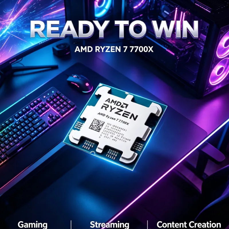 Processore da Gaming ad Alte Prestazioni AMD 7700X Senza Dissipatore 5nm 4.5GHz Interfaccia AM5 per PC da Gaming