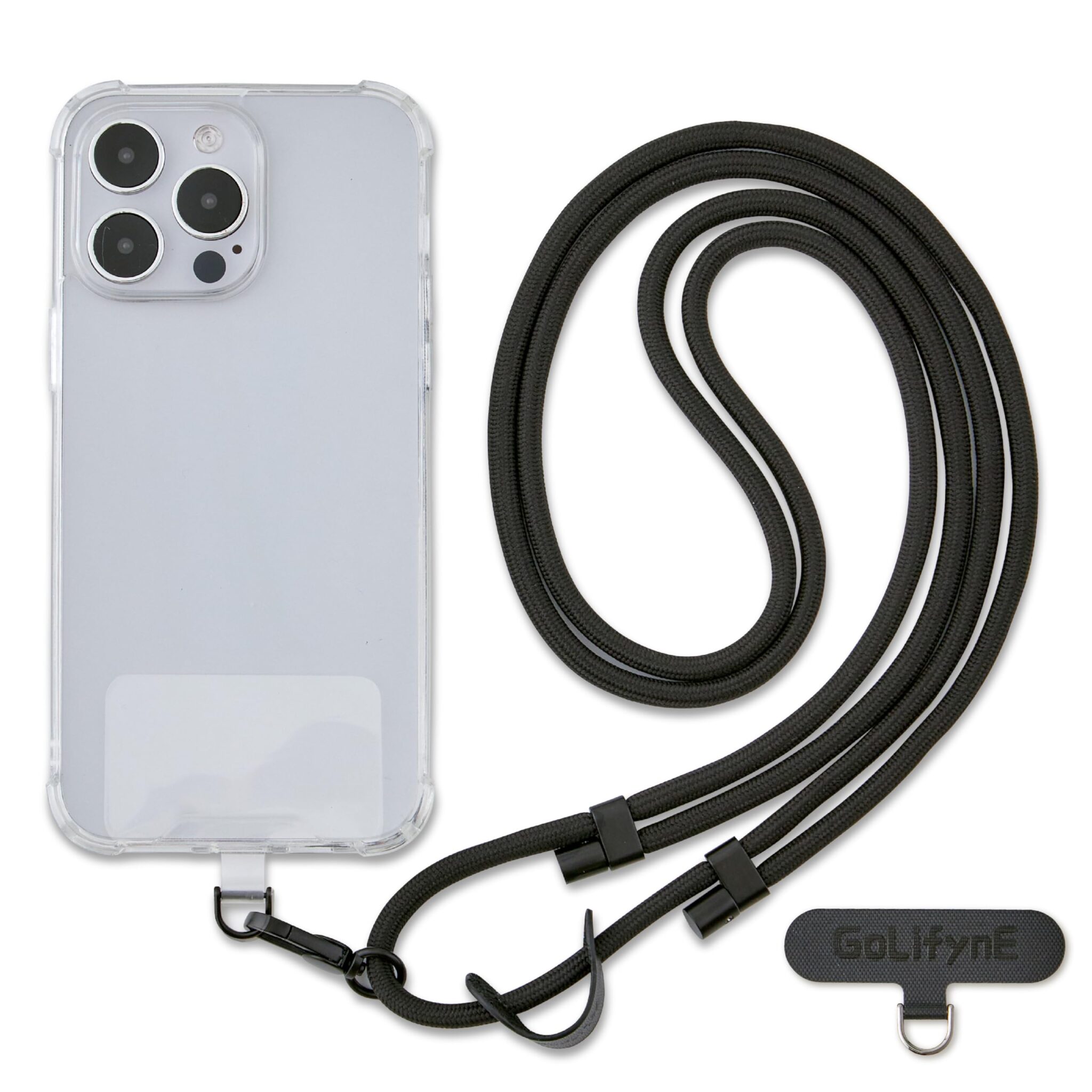 Golifyne Cordino Regolabile Universale per Telefoni con Custodie a Copertura Completa | Compatibile con iPhone, Samsung, Huawei e Altri | Crossbody con 2 Toppe di Ricambio