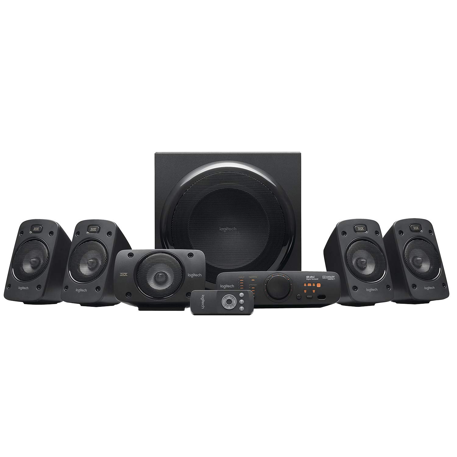 Logitech Z906 5.1 Sistema di Altoparlanti Audio Dolby Surround | THX, Dolby, DTS, 1000 Watt, Multidispositivo, Telecomando, Presa EU/IT, PC/PS4/Xbox/TV/Smartphone/Tablet - Nero