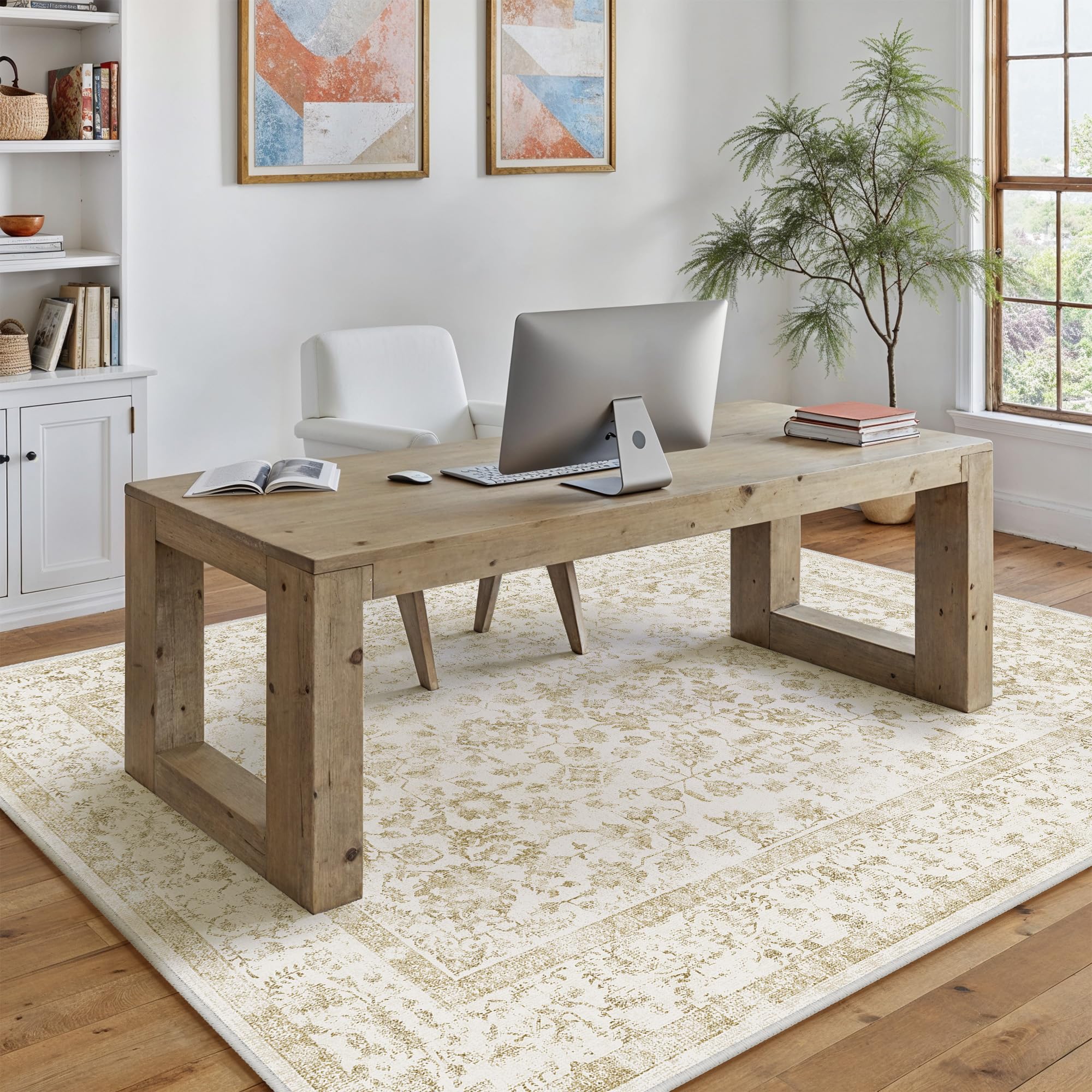 PureCozy Tappeto Salotto Beige 160x230cm Tappeto Camera da Letto Tappeti | Antiscivolo, Lavabile, Tappeti Sala, Cameretta, Soggiorno, Ufficio, Carpet, Pelo Corto, Morbido, Rug
