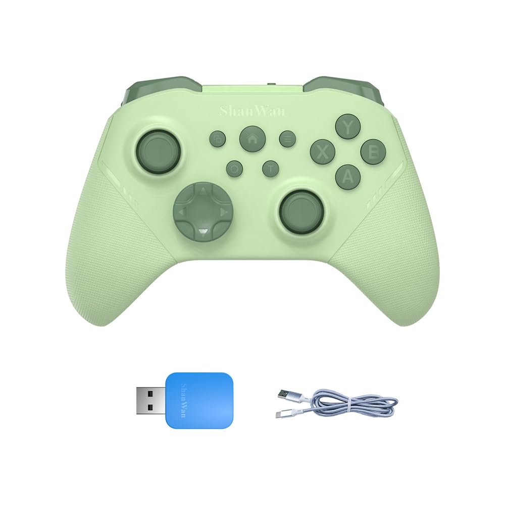 ShanWan Controller Gaming Wireless con Joystick a Effetto Hall, Gamepad Bluetooth/2.4G per Switch 1/2, PC Steam, Android e iPhone, Latenza Zero, Controller Portatile