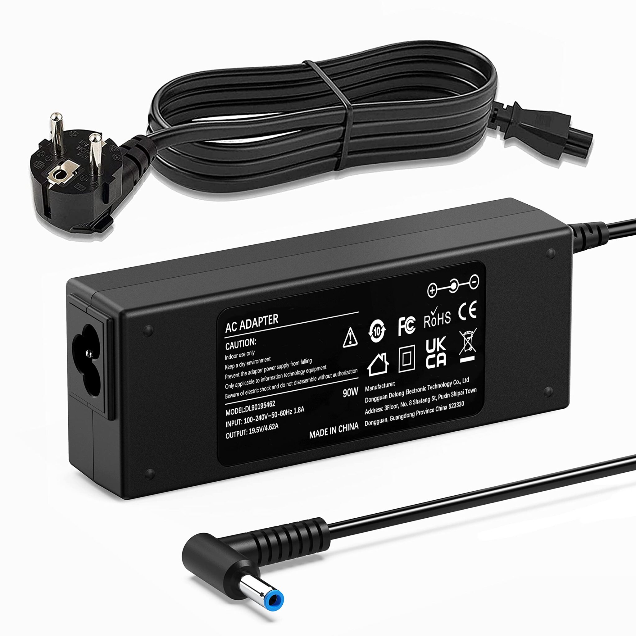 Caricatore 90W 19,5V 4,62A Alimentatore per HP Caricabatterie 4.5 x 3.0 mm | Compatibile con HP 240 250 255 G3 G4 G5 G6 G7 ProBook 430 440 450 470 EliteBook 820 830 840 850 Pavili…