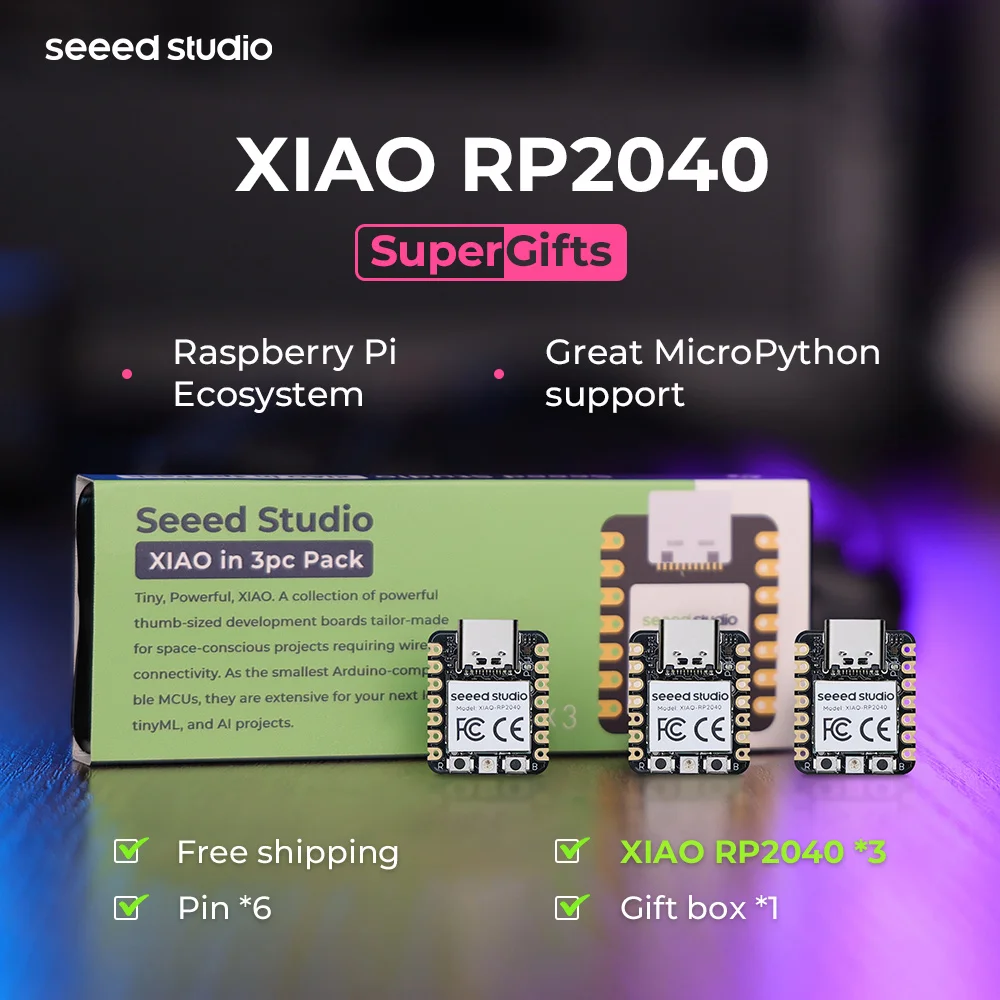 RP2040 -Microcontrollore Seeed Studio XIAO RP2040, con processore Dual-Core ARM Cortex M0+, Arduino, MicroPython e CircuitPyth