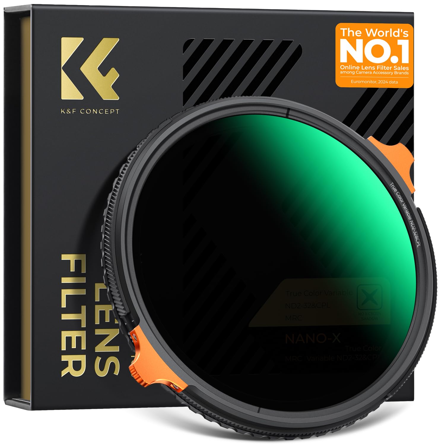 K&F CONCEPT Nano-Xcel 55mm Filtro Variabile ND2-32 & CPL True Color | Filtro Variabile ND2-32 (1-5 Stop) & Polarizzatore Circolare in Vetro Ottico 28 Strati Nano Rivestimento - FA…