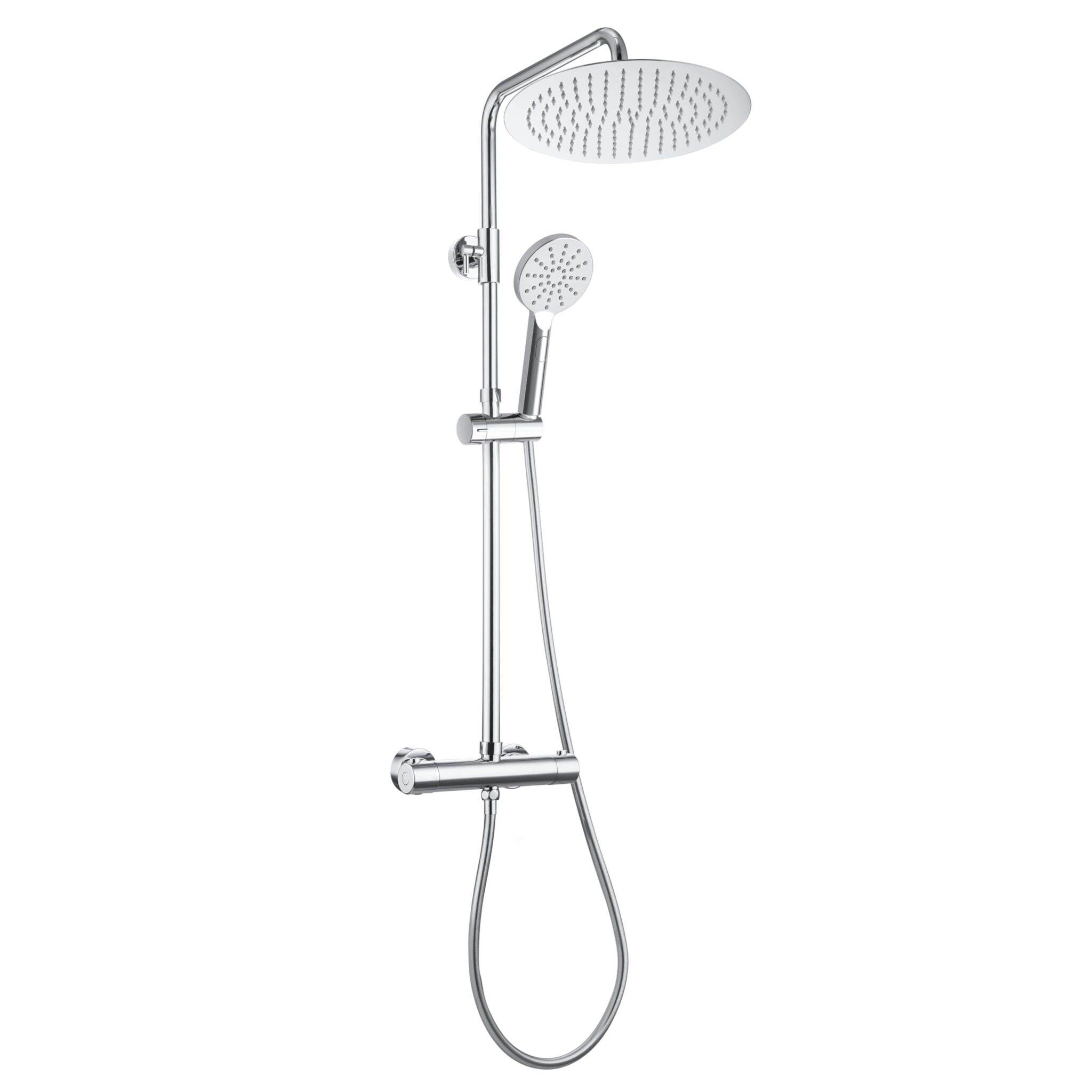 Görbach Colonna Doccia con Rubinetto Termostatico in Acciaio Inox 304 Con Miscelatore Fori Muro Regolabili Colonna Doccia idromassaggio Set doccia a Pioggia con Soffione e Doccett…