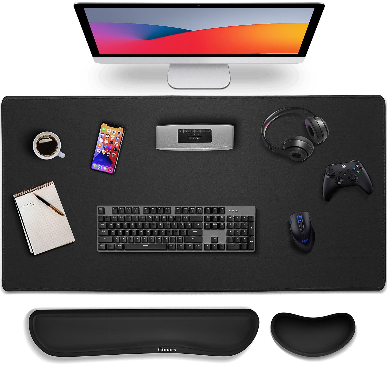 Gimars 3 in 1 Tappetino Mouse XXL e Tappetino Mouse Tastiera Poggiapolsi, 800x305mm Tappetino Scrivania Grande, Mouse Pad Ergonomico Poggia Polsi per Gaming Gamer Ufficio PC Compu…
