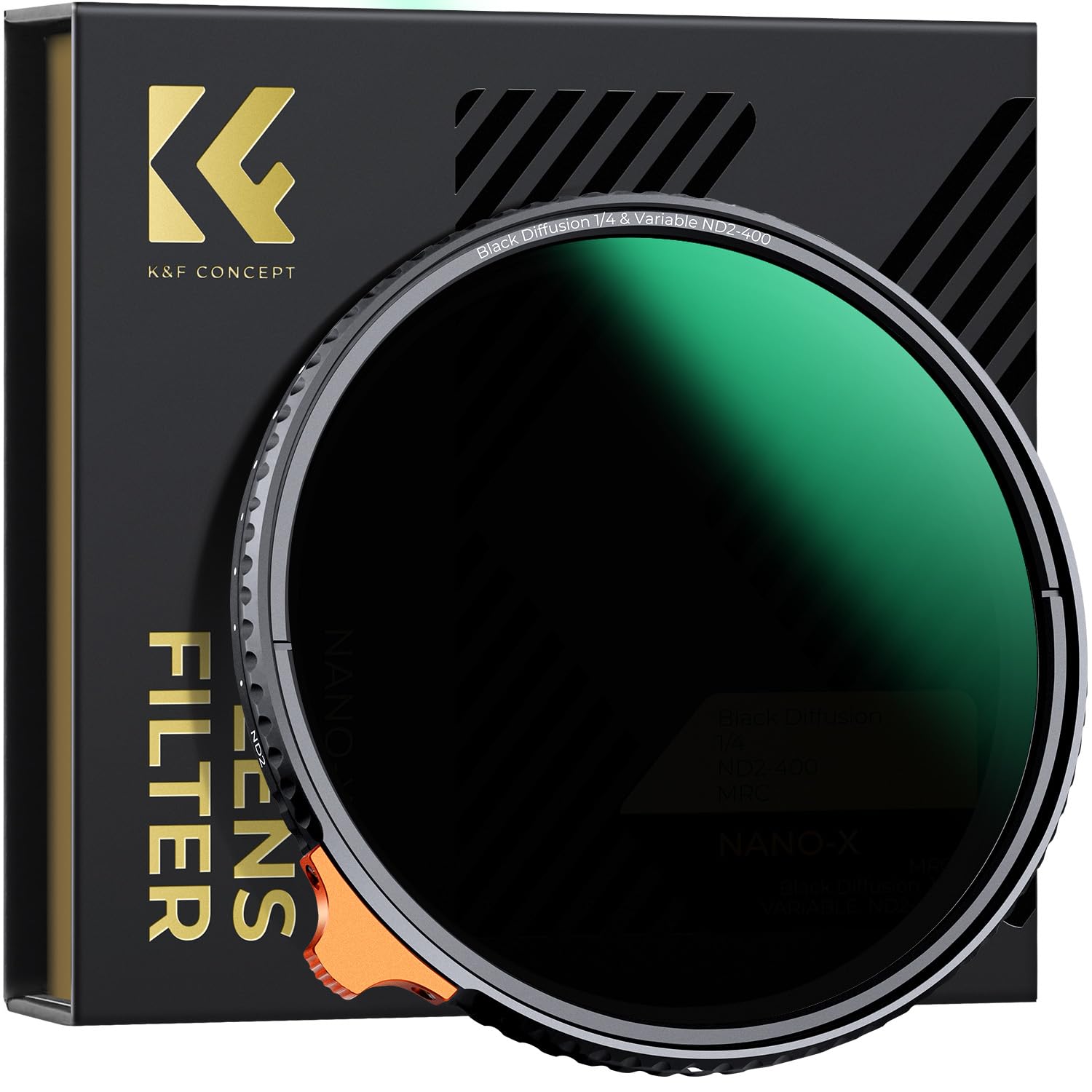 K&F CONCEPT Nano-Xcel 2 In 1 62MM Filtro ND2-400 Variabile & Black-Mist 1/4 | Black Diffusion 1/4 & ND2-400 Filtro in Vetro Ottico HD con Rivestimento Nano a 28 Strati - FN723