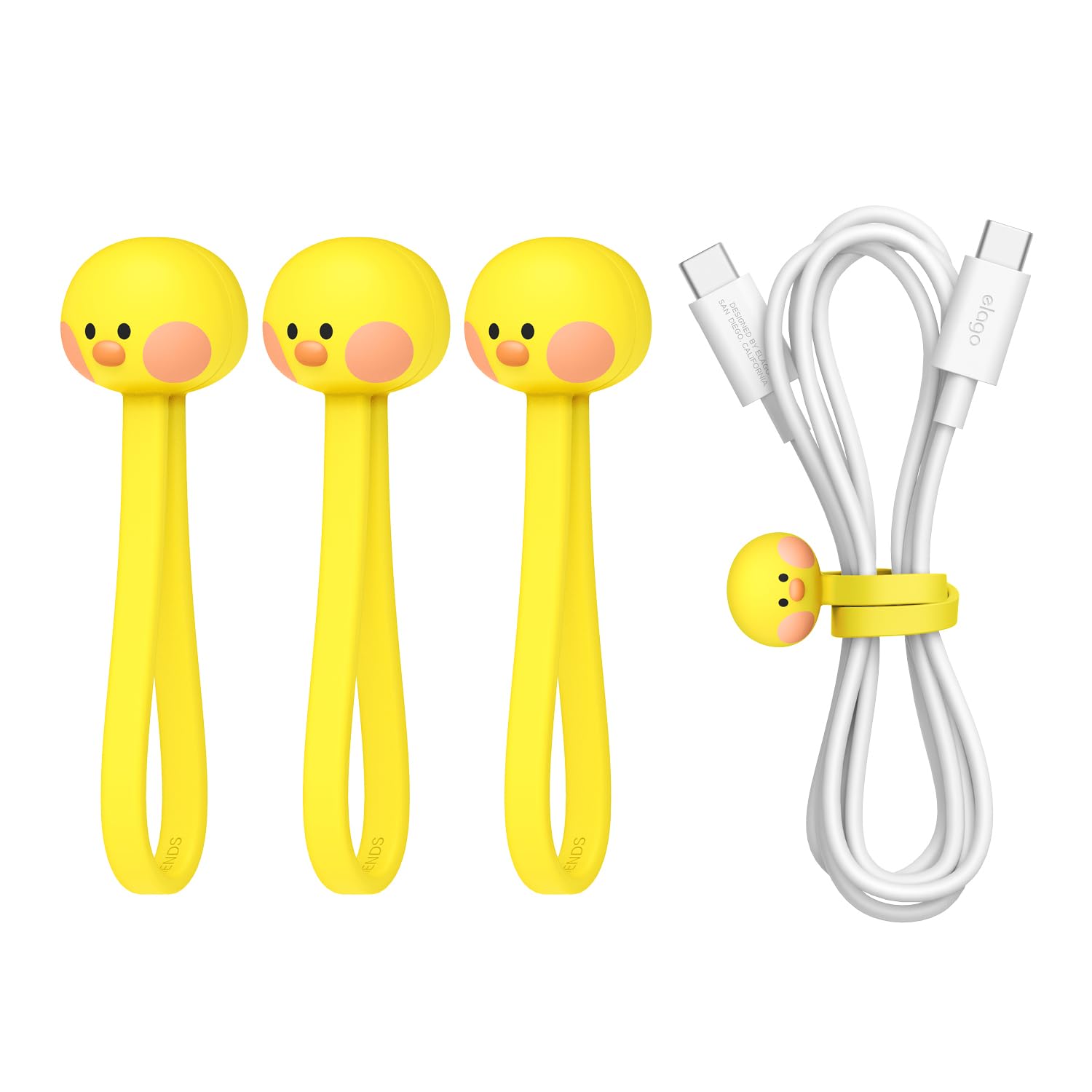 elago | LINE FRIENDS Fascette Magnetiche per Cavi | in Silicone Premium, Riutilizzabili, Organizzatore Magnetico Multiuso, Lunga Durata [Prodotto Ufficiale] (Selini)