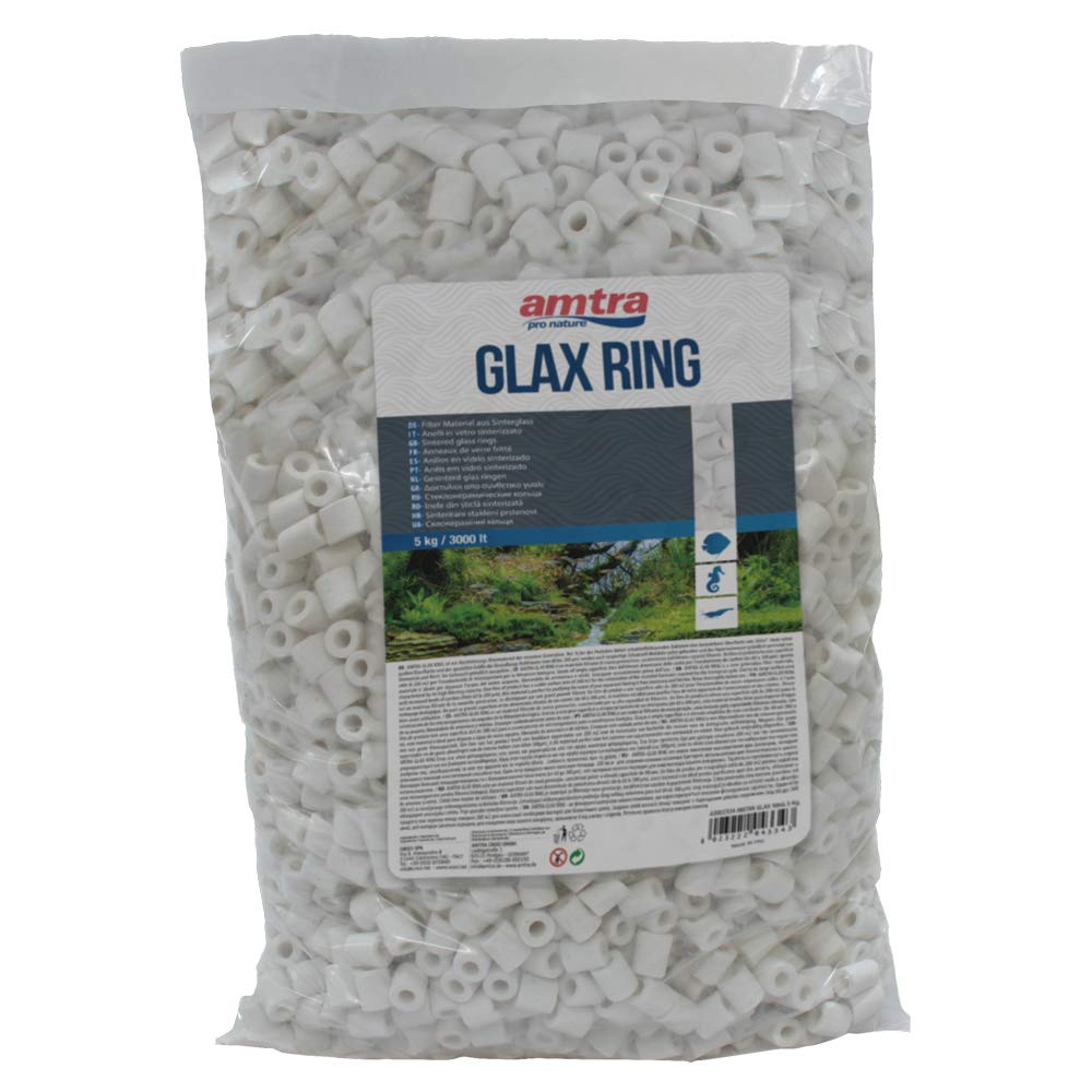 Amtra Glax Ring - Materiale Filtrante per Acquario, Filtro Biologico per Acqua Dolce o Marina, Anelli in Vetro sinterizzato, Filtro Poroso, Formato 5 kg