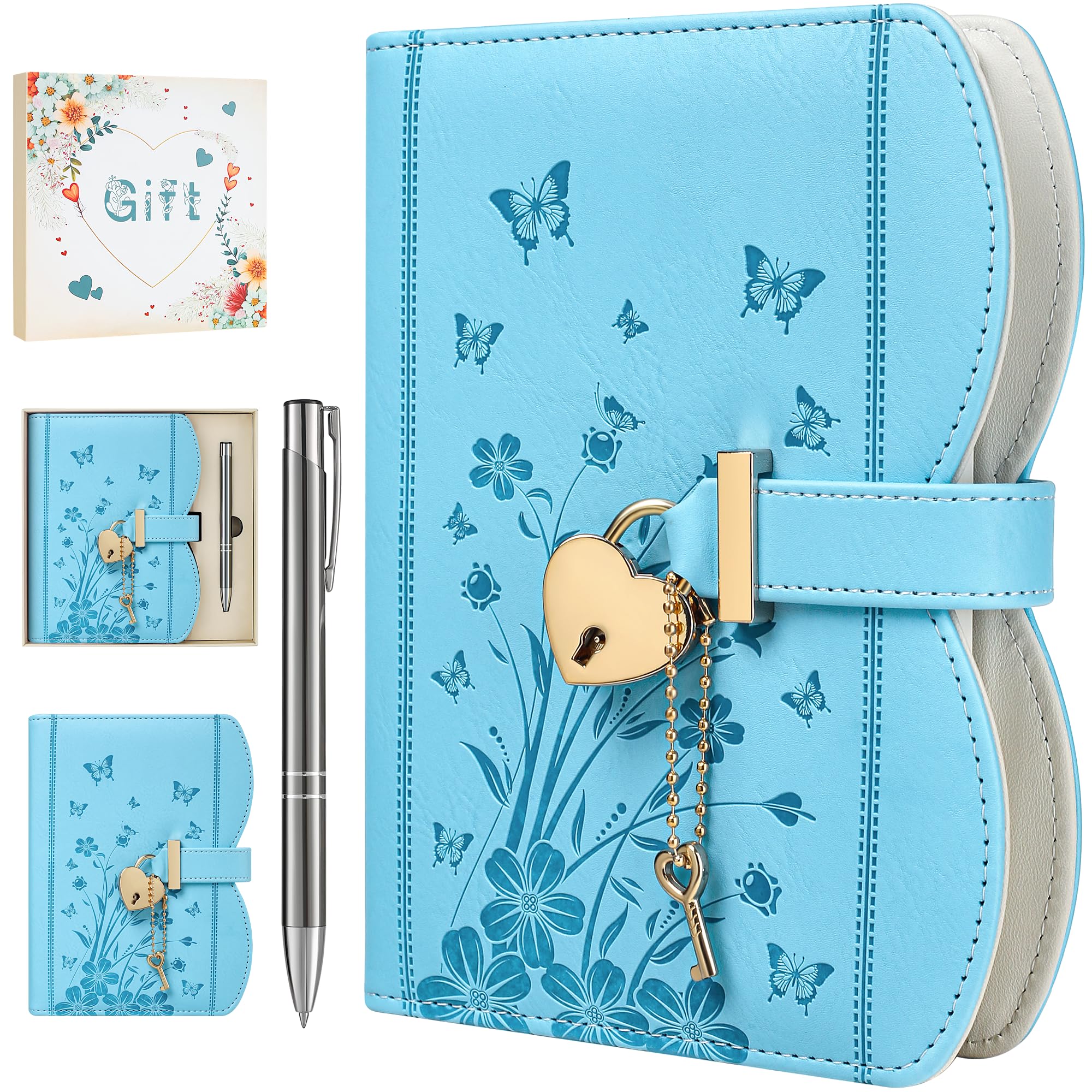 HwxBen Diario Segreto con Lucchetto per Ragazze 8-15 Anni – Kawaii Journal Carino, Idea Regalo Compleanno e Natale, Set con Penna e Accessori, B6 Ricaricabile 244 Pagine – Indaco