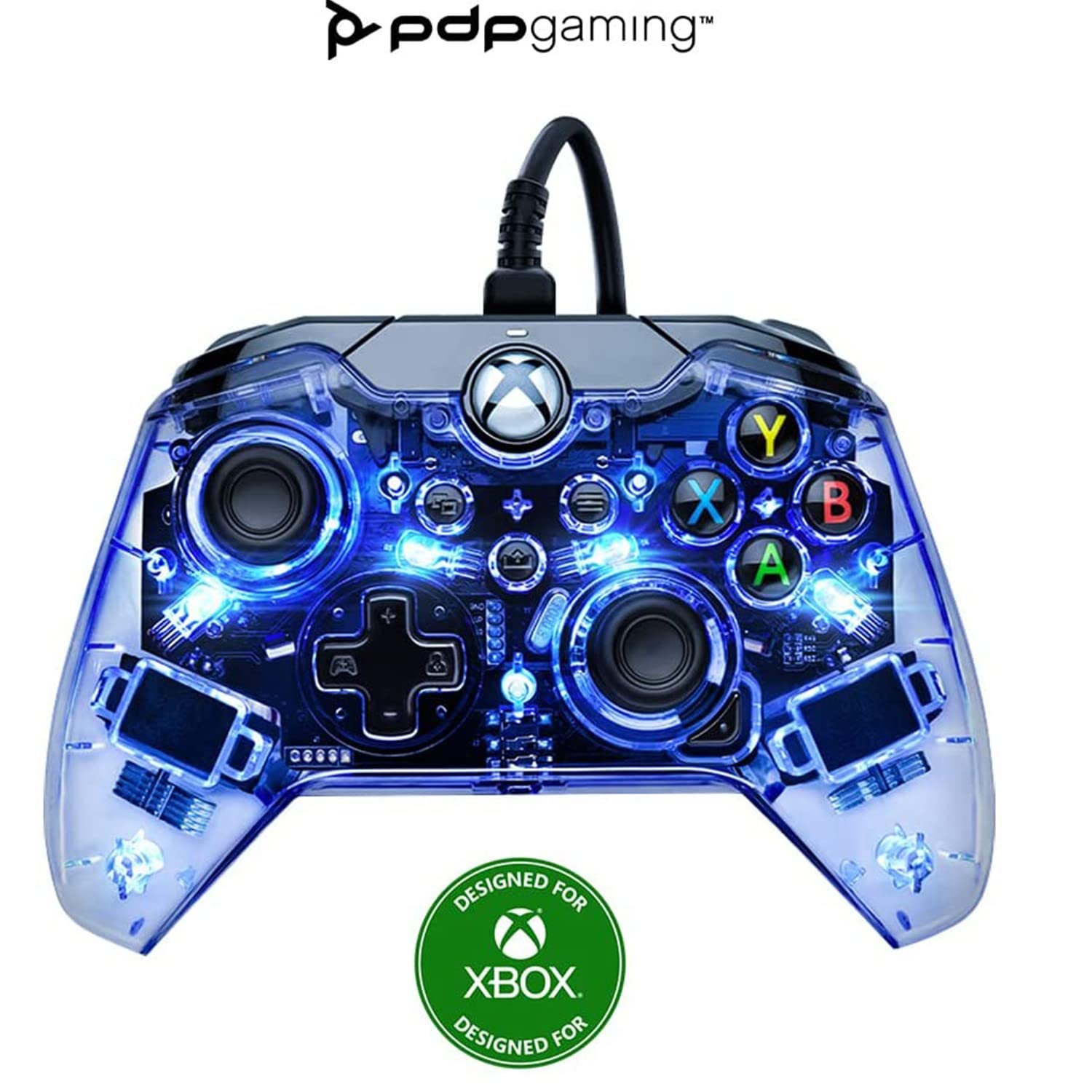 PDP Controller di gioco cablato Afterglow LED - Luci colorate RGB Hue - Connettore USB - Controlli audio - Gamepad a doppia vibrazione - Xbox Series X|S, Xbox One, PC