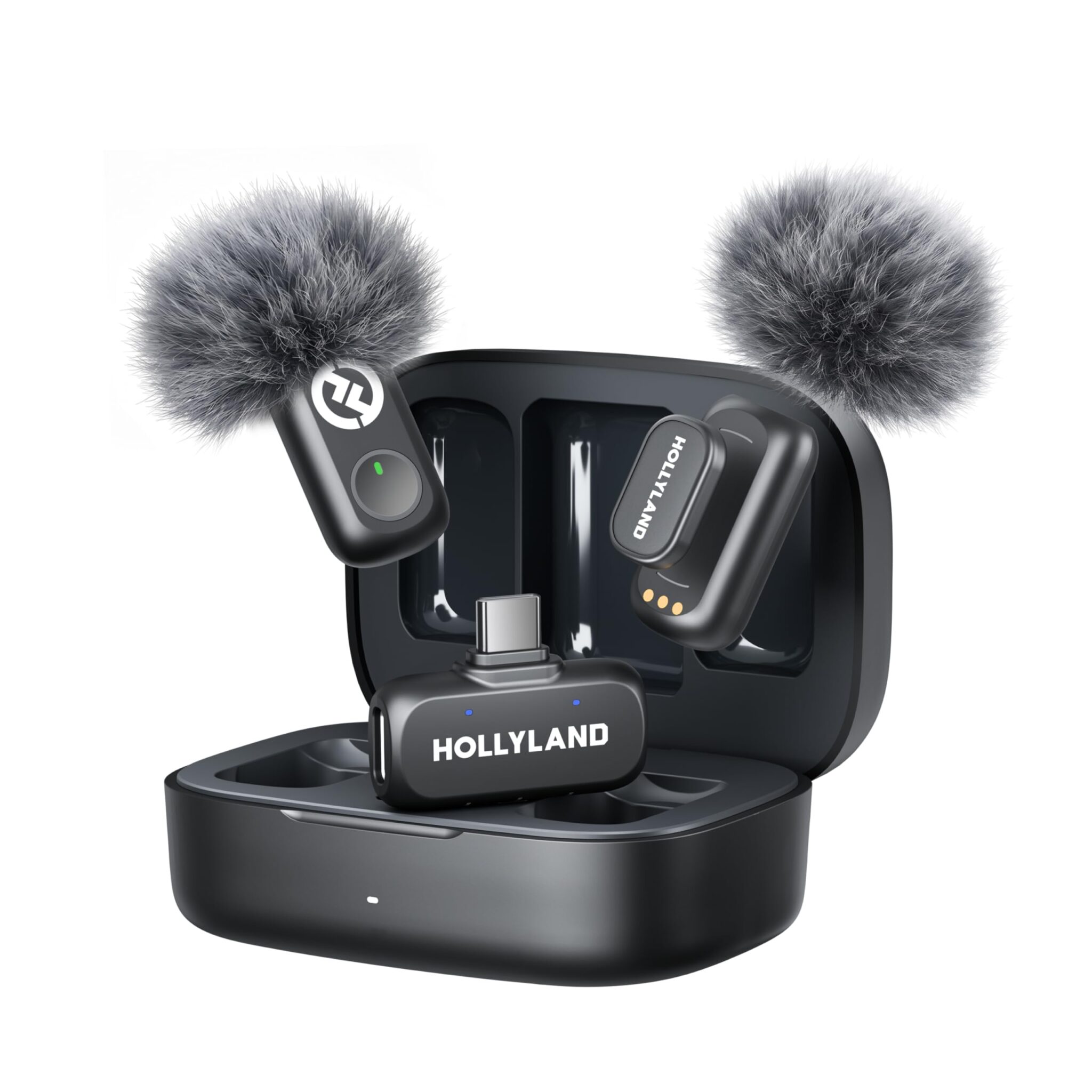 Hollyland Lark A1 (2TX+USB-C RX+Case) Microfono Wireless per iPhone/USB-C | Audio di Alta Qualità, Connessione 200m, Tripla Riduzione del Rumore, Lunga Autonomia, 48kHz/24Bit, Vlo…