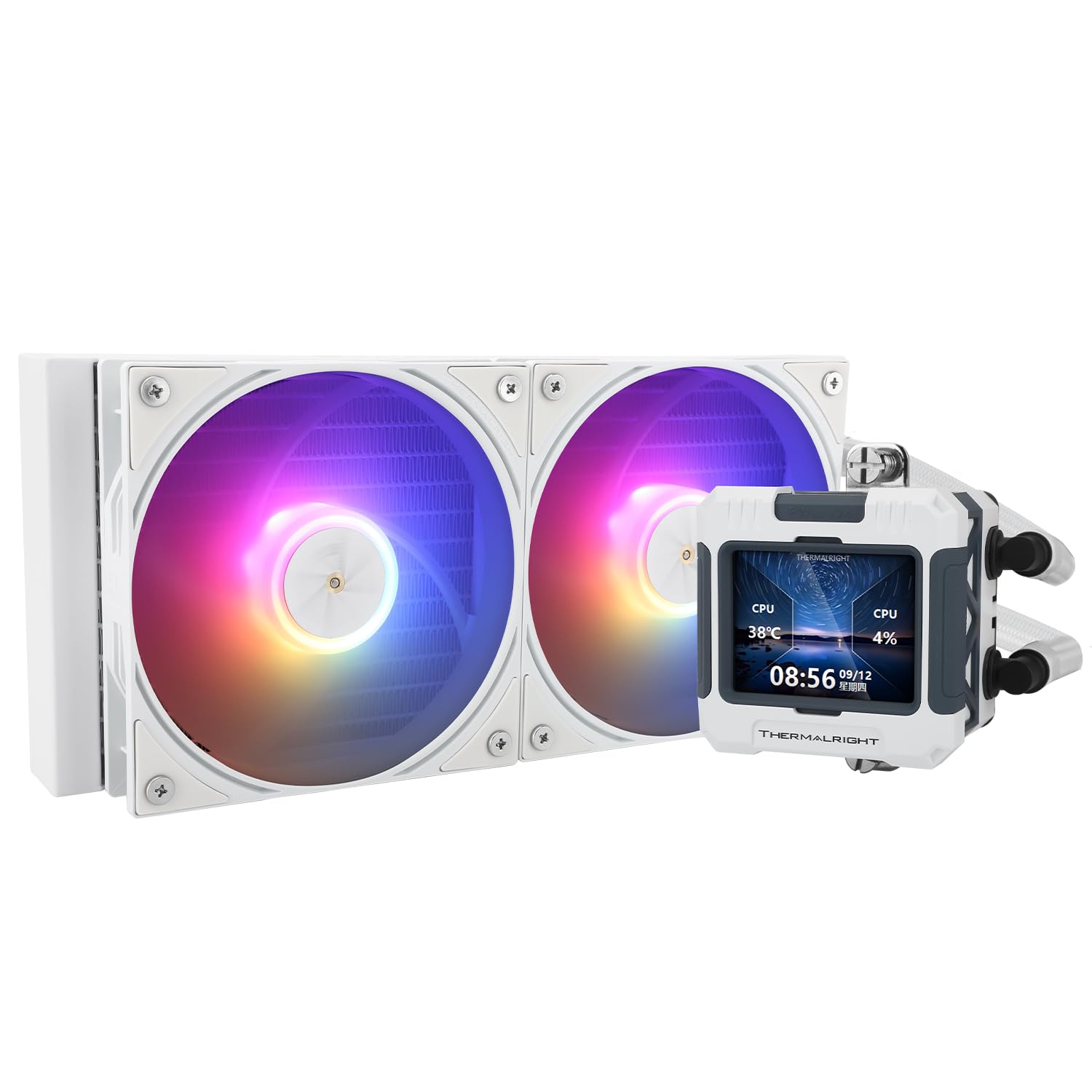 Thermalright FW 240 - Raffreddamento ad acqua ARGB bianco con 2 ventole PWM, schermo LCD IPS 320 x 240, raffreddamento AIO, raffreddamento CPU liquido per raffreddamento Intel PC…