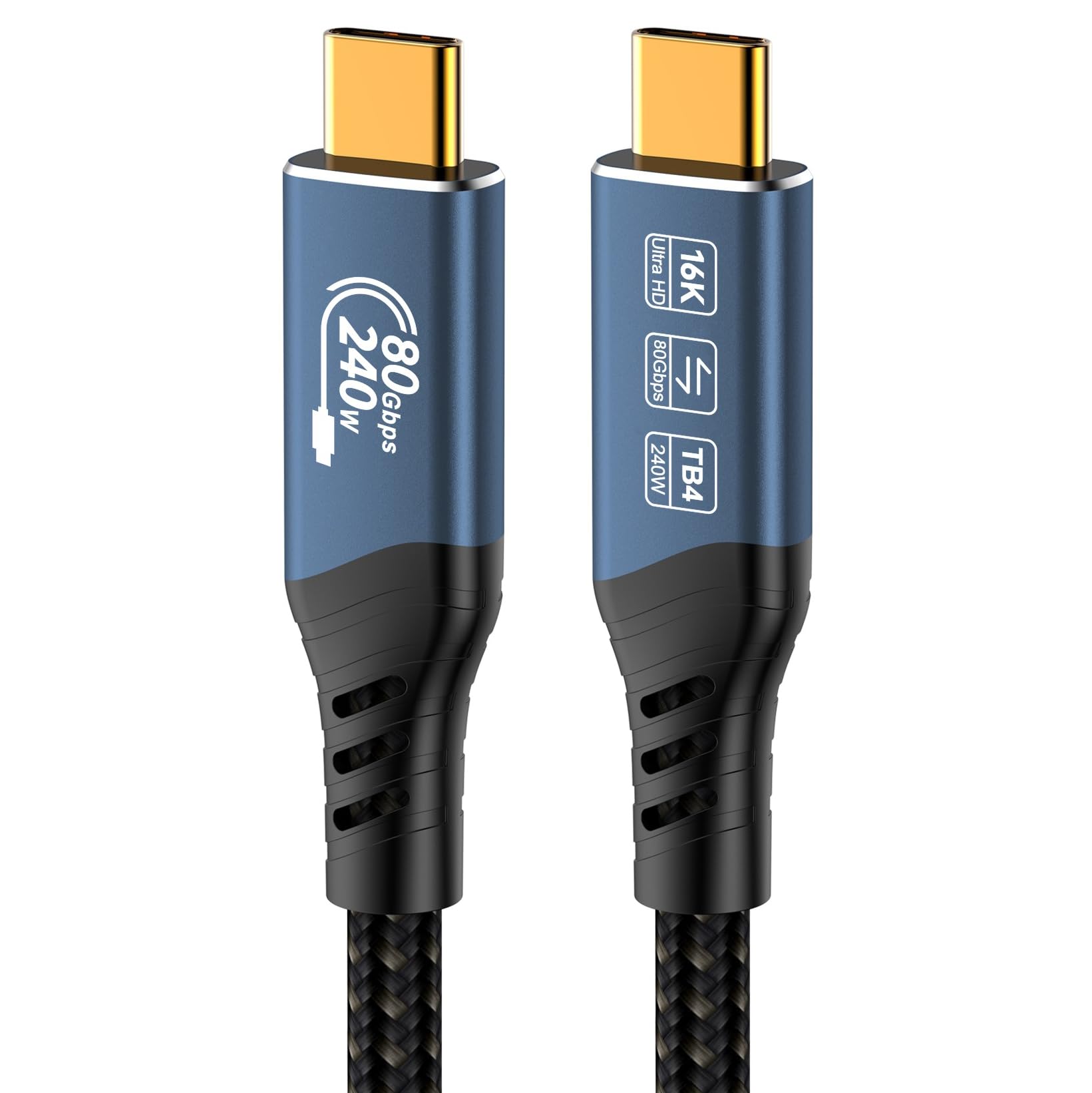 PremiumCord Cavo di Collegamento USB4™ Versione 2, Thunderbolt 4, 16K a 60 Hz, Cavo Dati Ultraspeed fino a 80 Gbps, E-Marker, USB Type-C, Ricarica Rapida fino a 240 W, Blu, Lunghe…