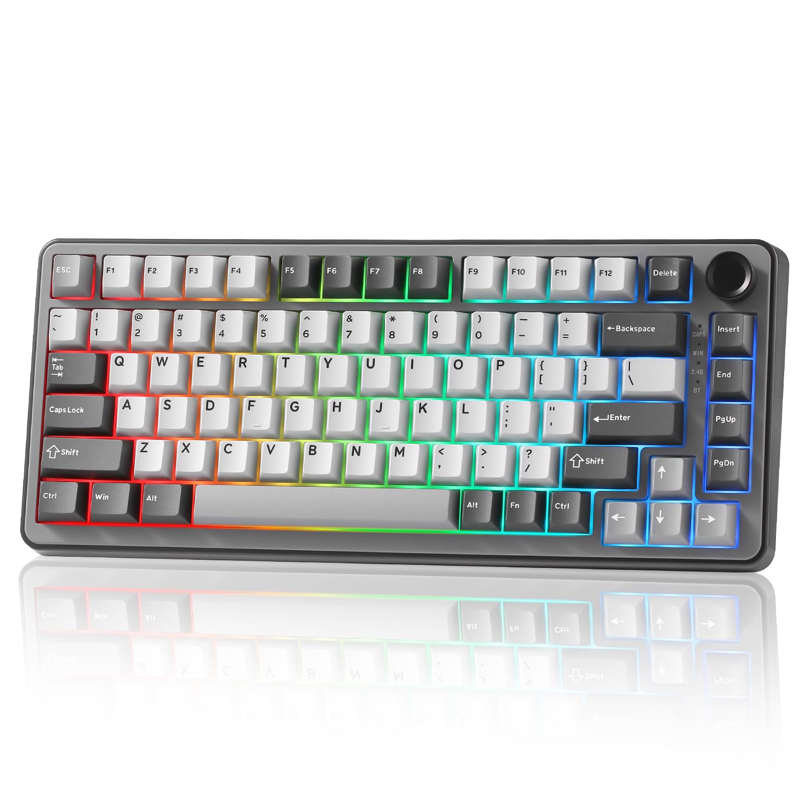 YUNZII B75 PRO Tastiera Meccanica Wireless 75% (Dark Grey, Cocoa Switch) | Gaming Keyboard, BT/Tipo-C/2.4G, Guarnizione Hot Swap Custom, Con Manopola, Pre-lubrificato Interruttori…