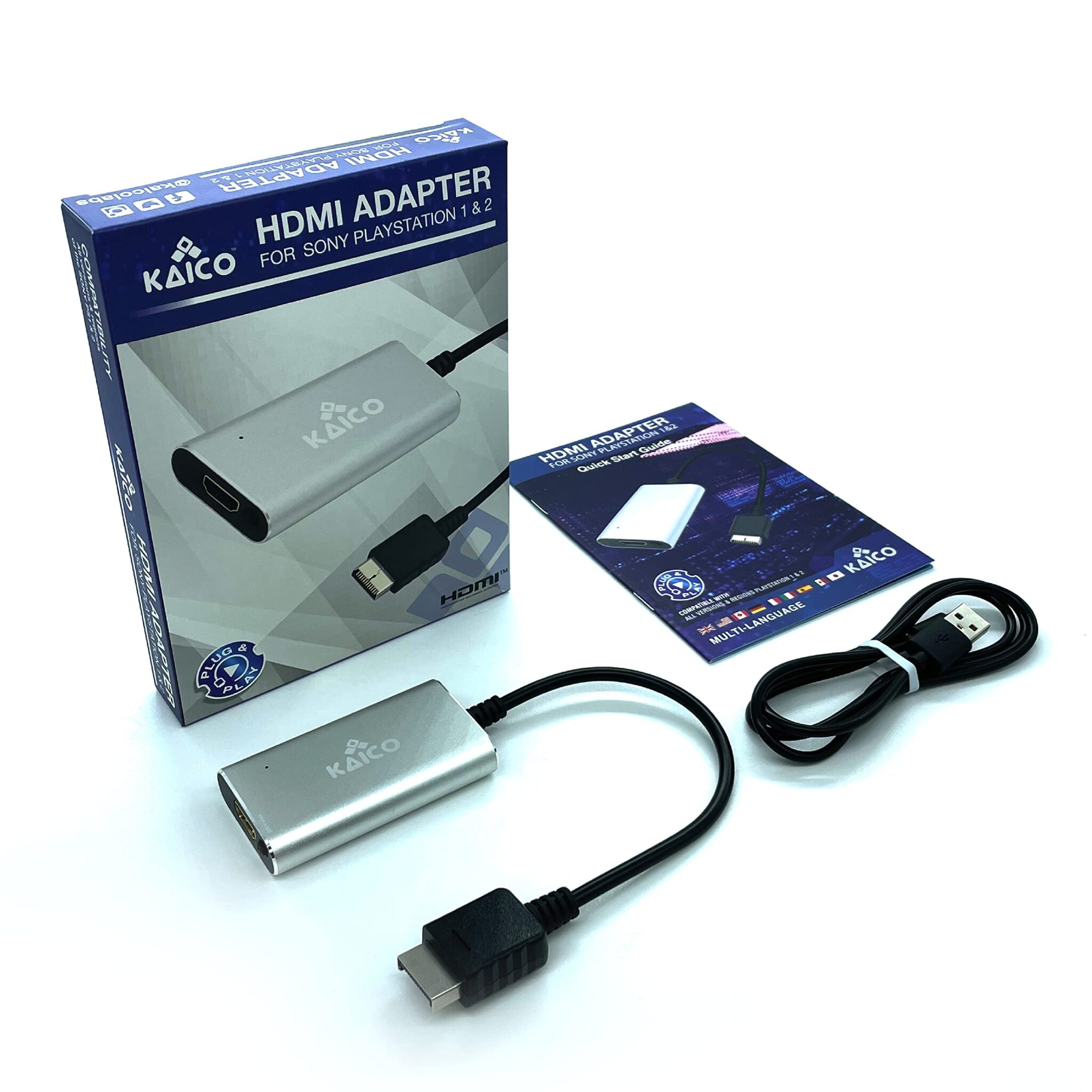 Kaico Adattatore HDMI PS1 e PS2 per PlayStation 1 e 2 con Switch RGB | Supporta RGB e componente YPbPr per giochi PS1 e PS2, con switch integrato, plug-and-play e supporto di 12 m…