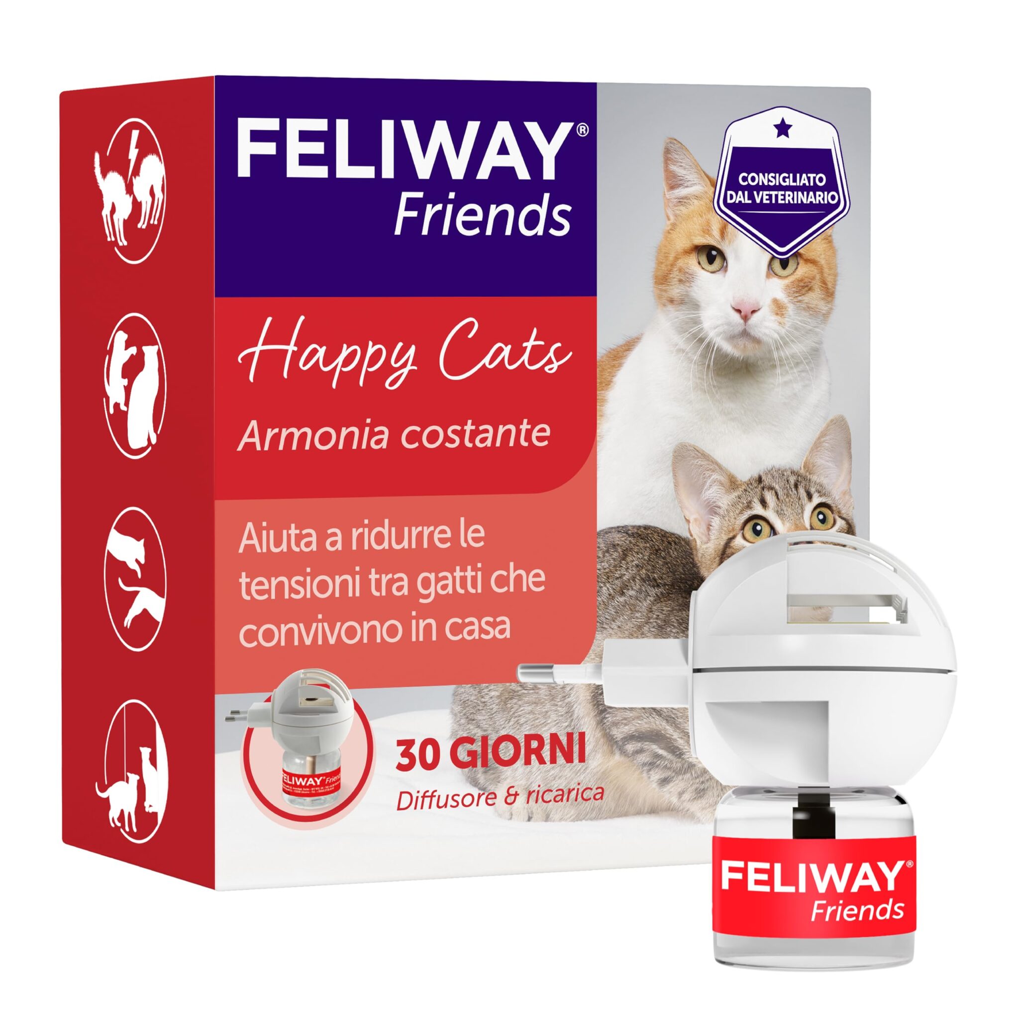 FELIWAY Friends Starter Kit Diffusore di Feromoni Calmanti per Gatti, 48 ml – Aiuta a creare armonia e risolvere conflitti in case con più gatti, Raccomandato dai Veterinari, Clin…