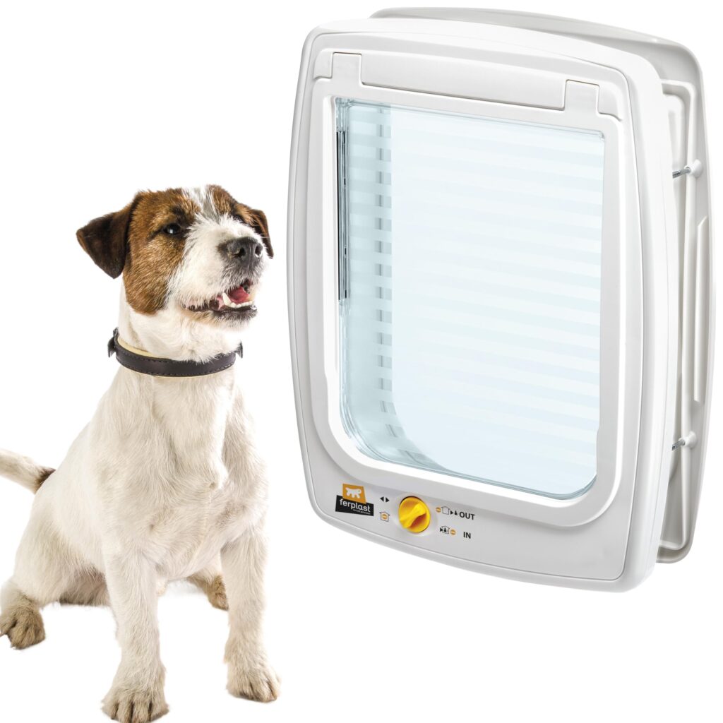 Ferplast Gattaiola, Porta Gattaiola per Cani, Porta Basculante per Cani Taglia Media, Entrata e Uscita controllabile 4 Vie, Protezione da Correnti d'Aria, Swing 11 Taglia Media, P…