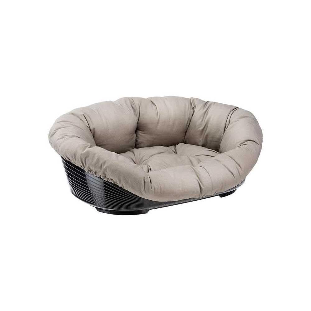Ferplast Cuccia Cane Interno, Lettino Divano per Cani, Cesta in Plastica Antiscivolo con imbottitura Lavabile, 73 x 55 x h 27 cm, Tortora