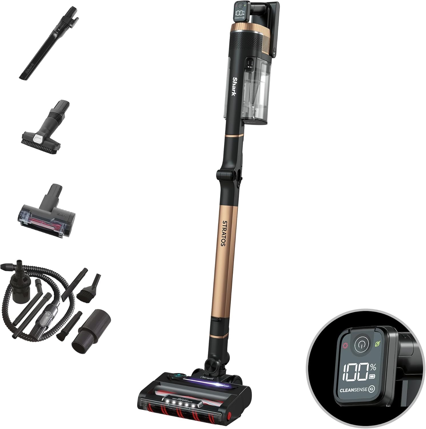 Shark Stratos Aspirapolvere senza fili, peli animali, fino a 60 min autonomia, anti-groviglio, CleanSense IQ, spazzola PowerFins Plus, accessori animali, fessure, multi superficie…