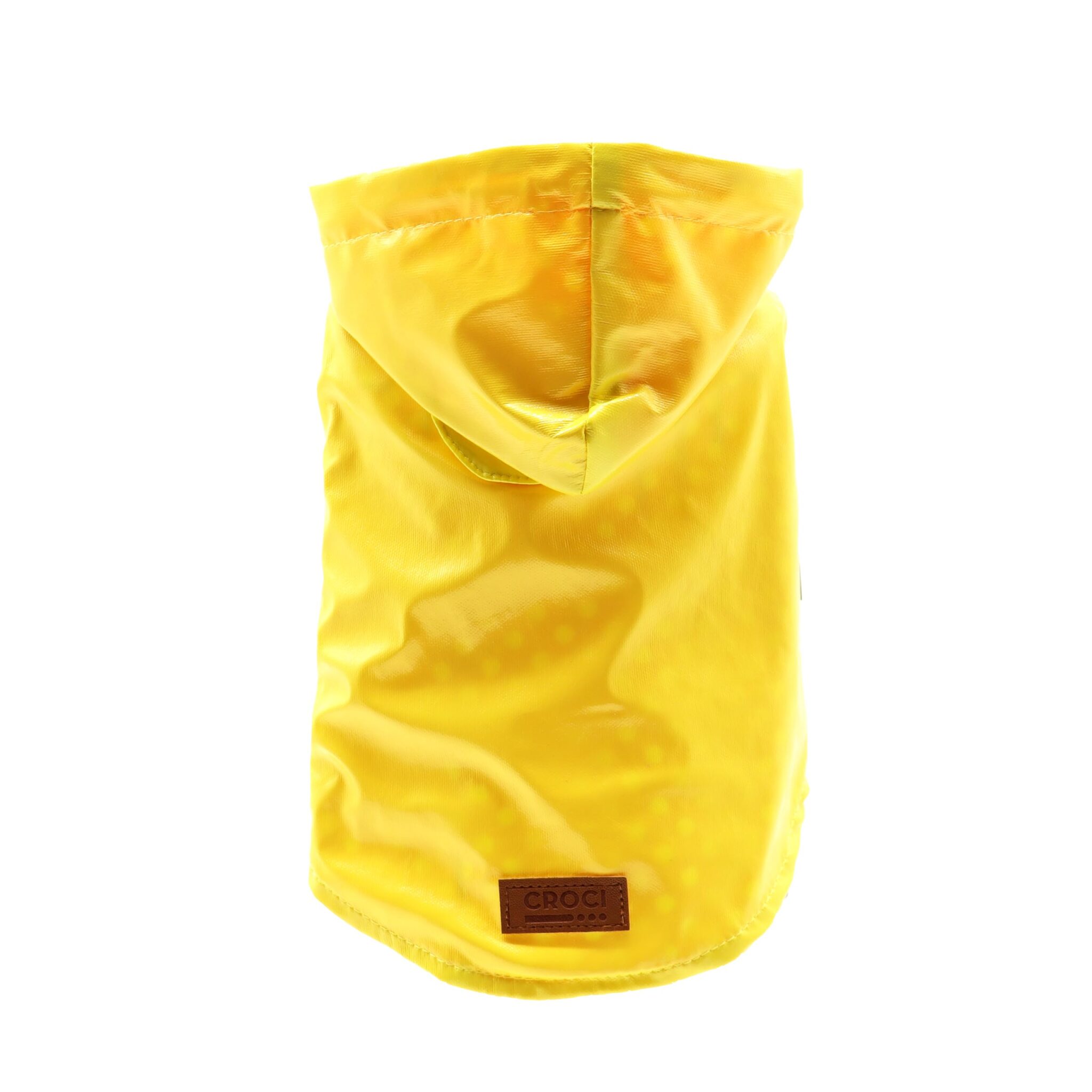 Croci Raindrop Lemon - Impermeabile per cani taglia piccola e media, cappotto antivento, giubbotto con cappuccio e foro per guinzaglio, colore Giallo, taglia 40 cm