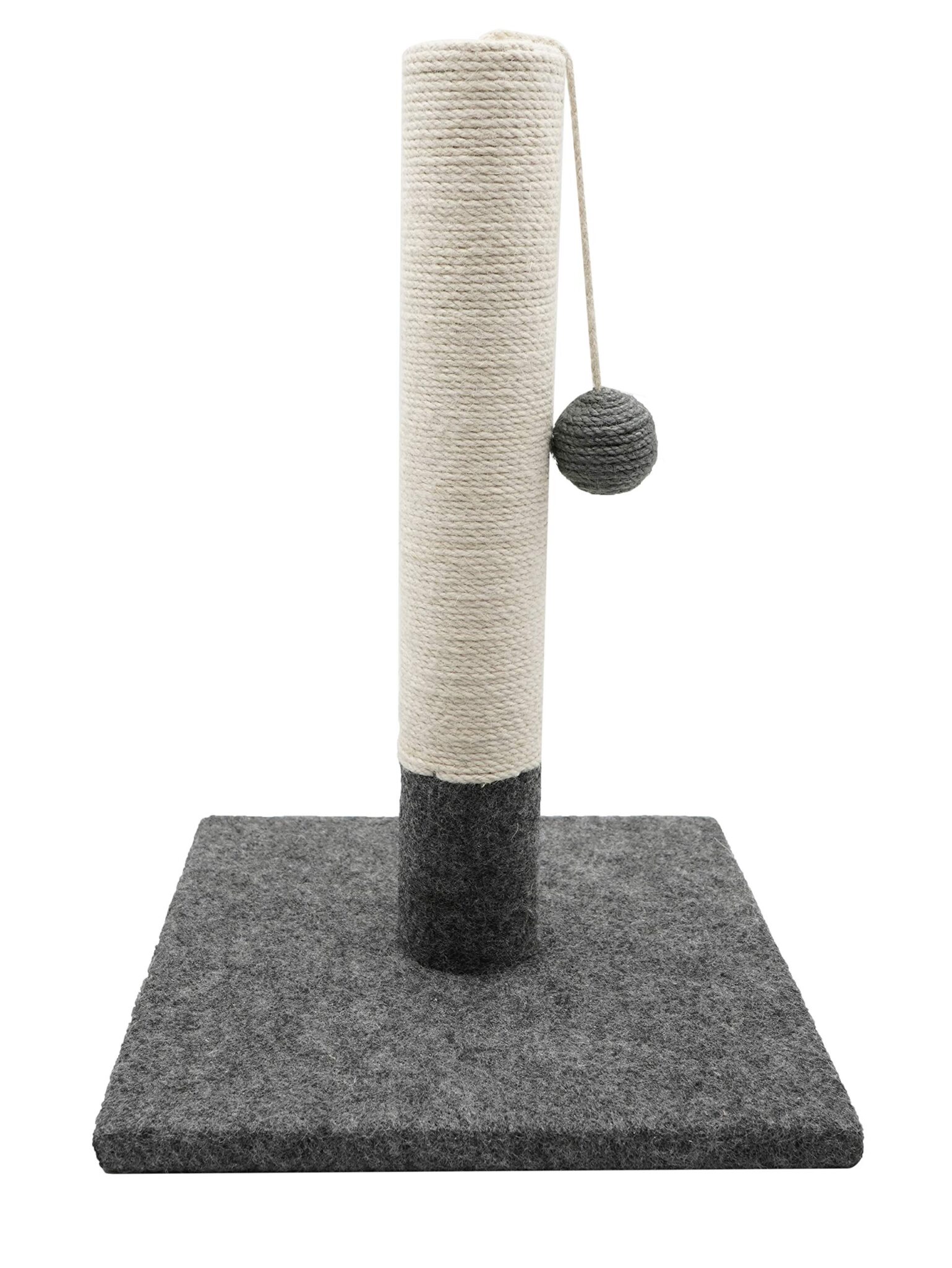 TYROL - Tiragraffi per Gatti 42 cm - Giochi per Gatti in casa, graffiatoio per Gatti in Iuta e Tessuto Resistente con Pompon - Tiragraffi di Design Che Si Sposa Bene con l'arredam…