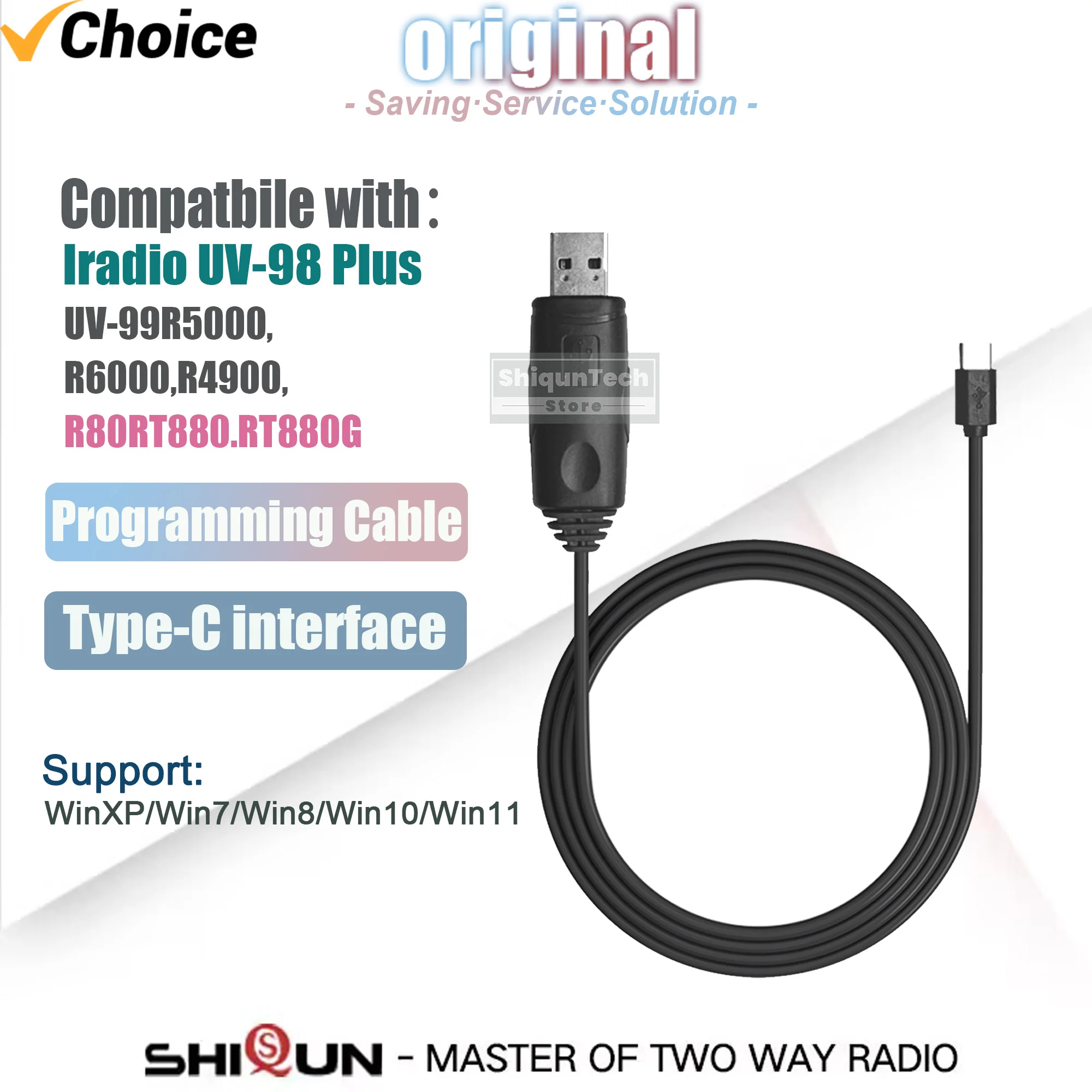 Cavo di programmazione USB Iradio UV-98 Plus Interfaccia Type-C UV-99 Originale compatibile con radio RT-880 R5000 R6000 Supporto Win11