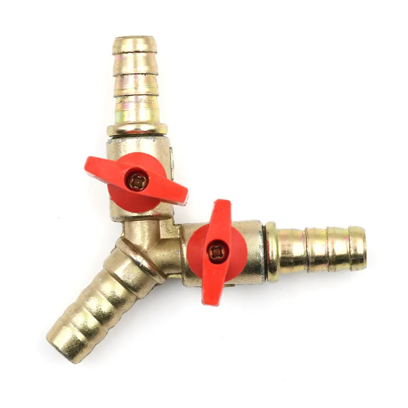 Valvola a sfera a 3 vie in ottone per gas, connessione a Y con raccordo a barb per tubo, interruttore di chiusura per fornello a gas GPL