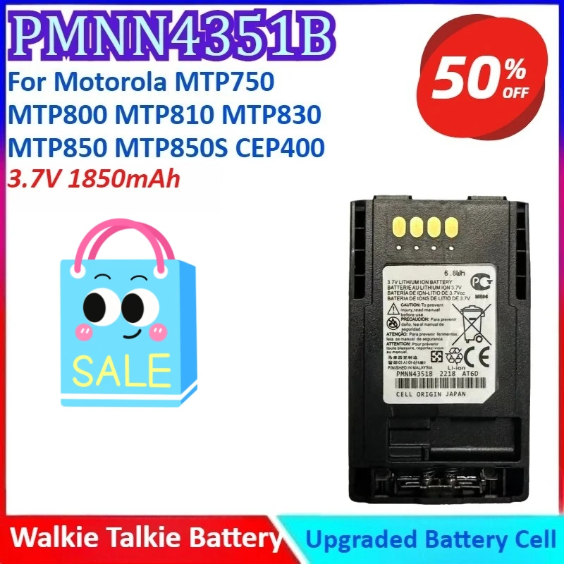Nuovo PMNN4351B 3.7V 1850mAh Walkie Talkie Batteria per Motorola MTP750 MTP800 MTP810 MTP830 MTP850 MTP850S CEP400 di Alta Qualità