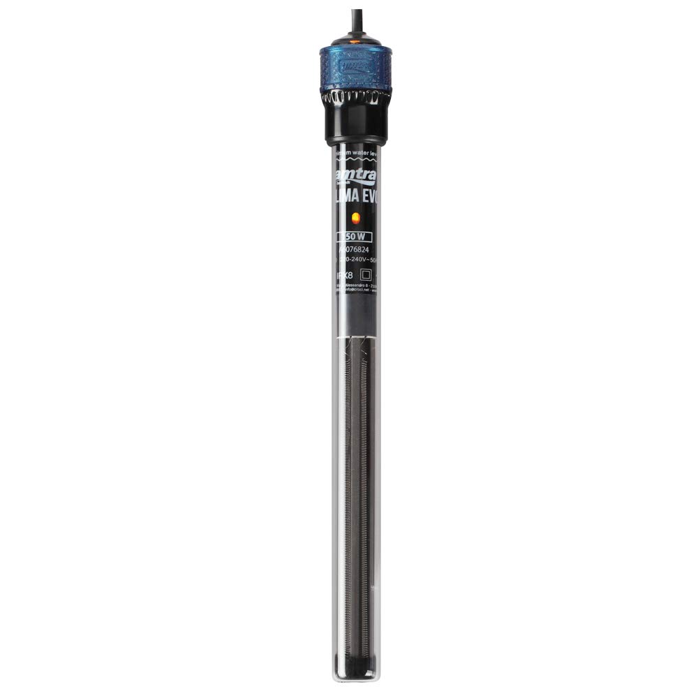 Amtra Klima EVO - Riscaldatore automatico per acquari fino a 150 litri, regolabile da 18 a 34 gradi, provetta in quarzo infrangibile, con ventose, potenza 150W