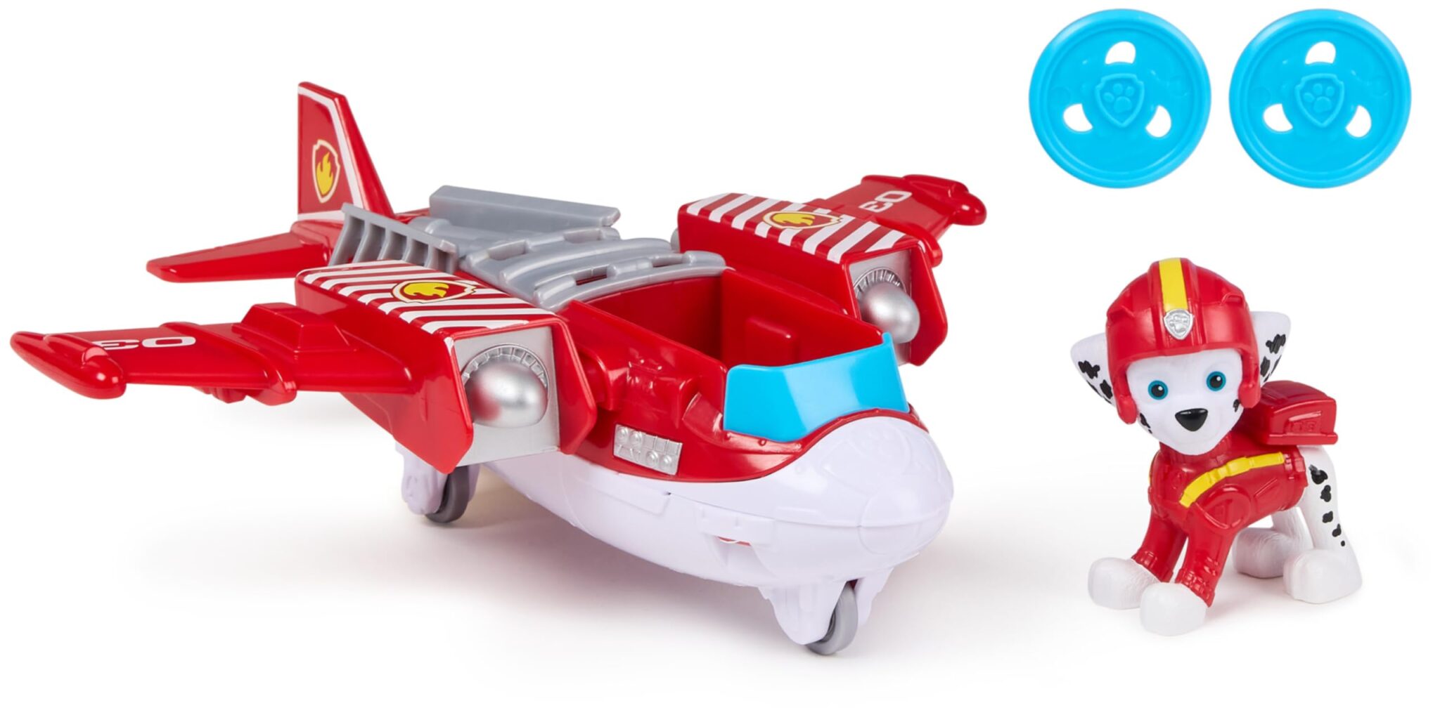 Paw Patrol, Air Rescue, Aereo Di Soccorso Dei Pompieri Con Personaggio, 3+ | Personaggio Alto Oltre 5 Cm, Giubbotto e Casco Rossi, Lancio Di Dischi D'Acqua, Veicolo Di Salvataggio…