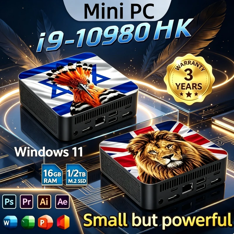 Intel Core I9 10980HK 2026 Mini PC Portatile, Desktop da Gaming, 16GB RAM, 1TB SSD, WiFi6, Bluetooth 5.2, Potente Computer per Gamer.